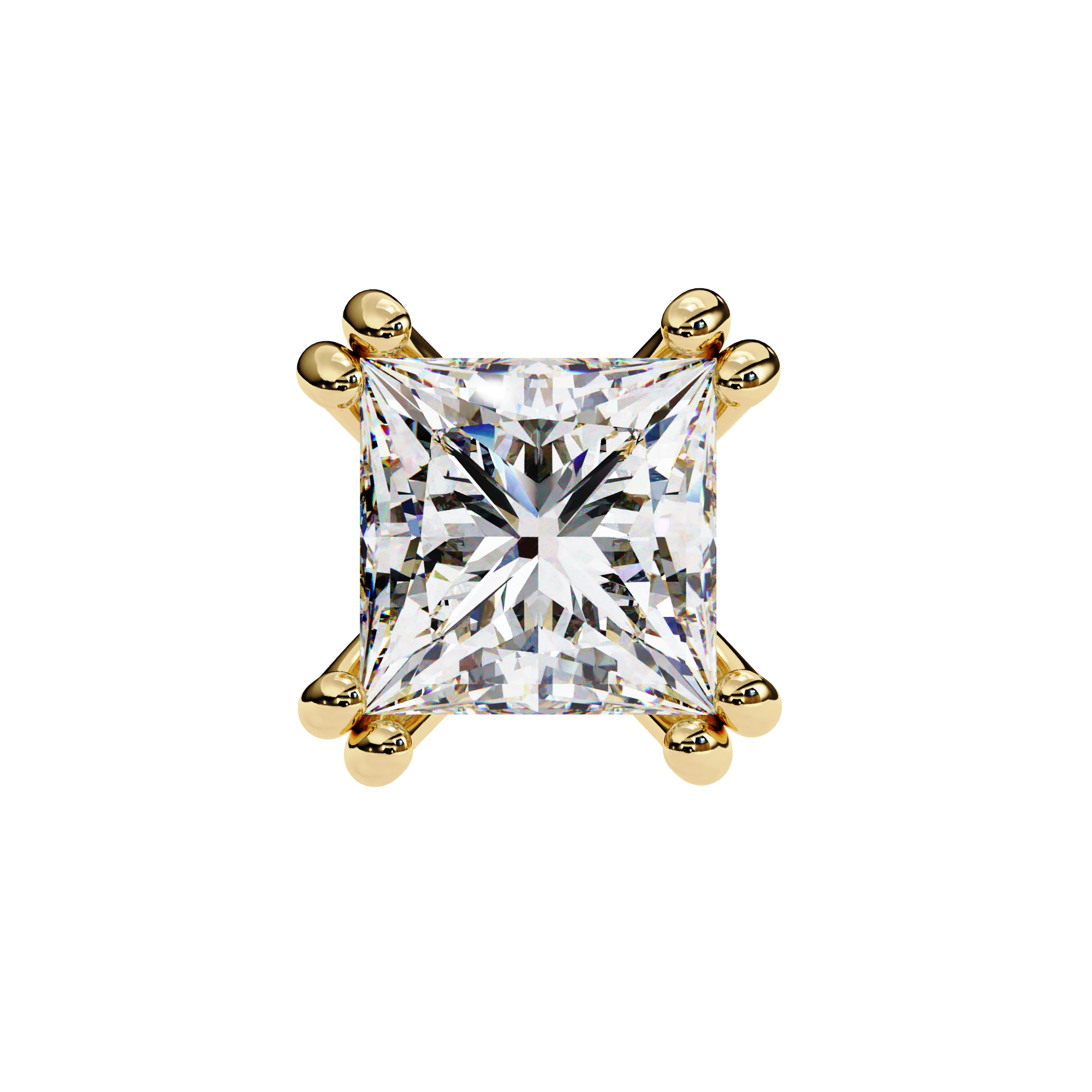 Princess-Cut Diamond Stud Earrings in Gold