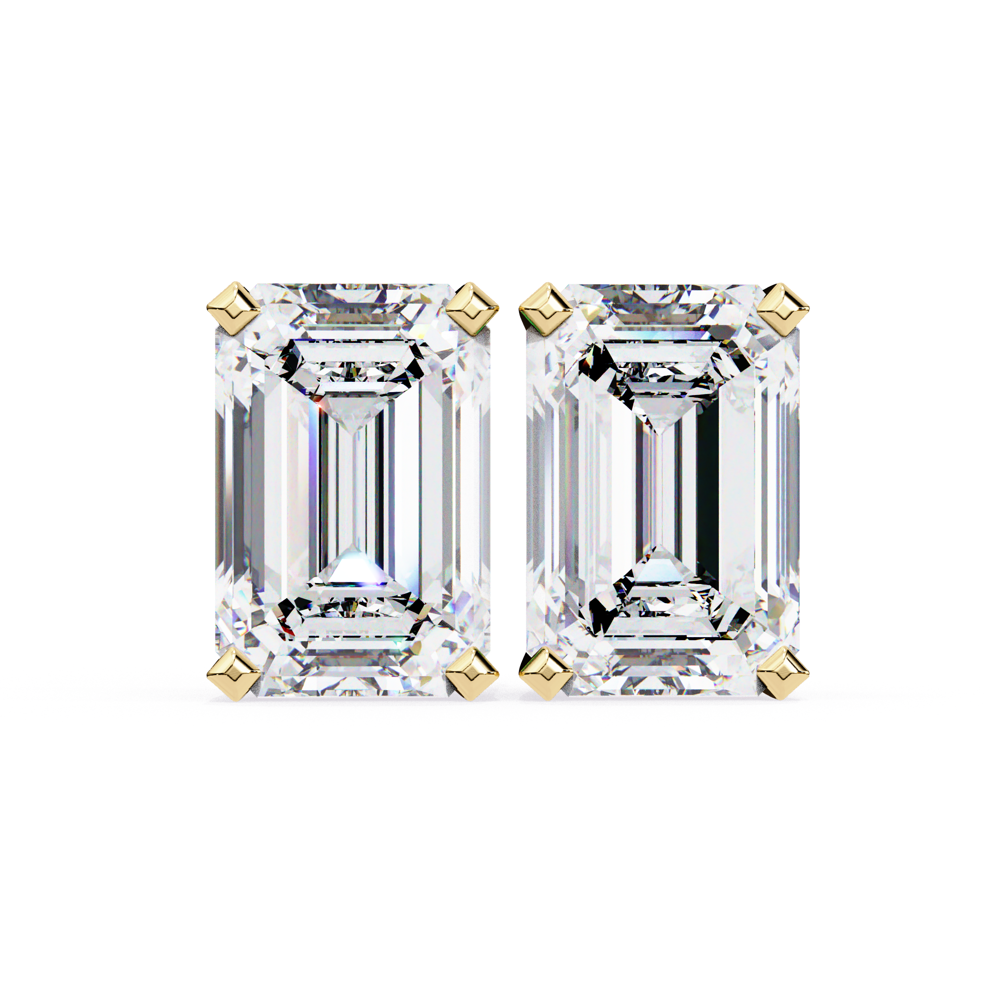 Exquisite Emerald-Cut Diamond Stud Earrings in Gold