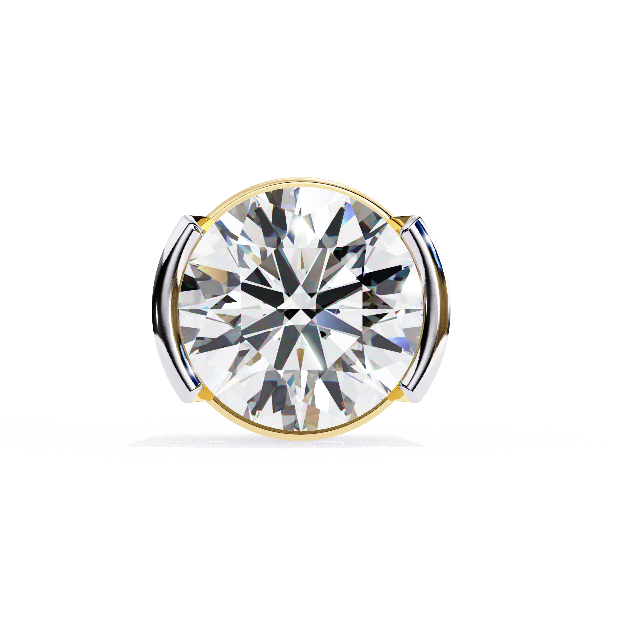 Elegant Round-Cut Diamond Stud Earrings in Gold with Half-Bezel Setting