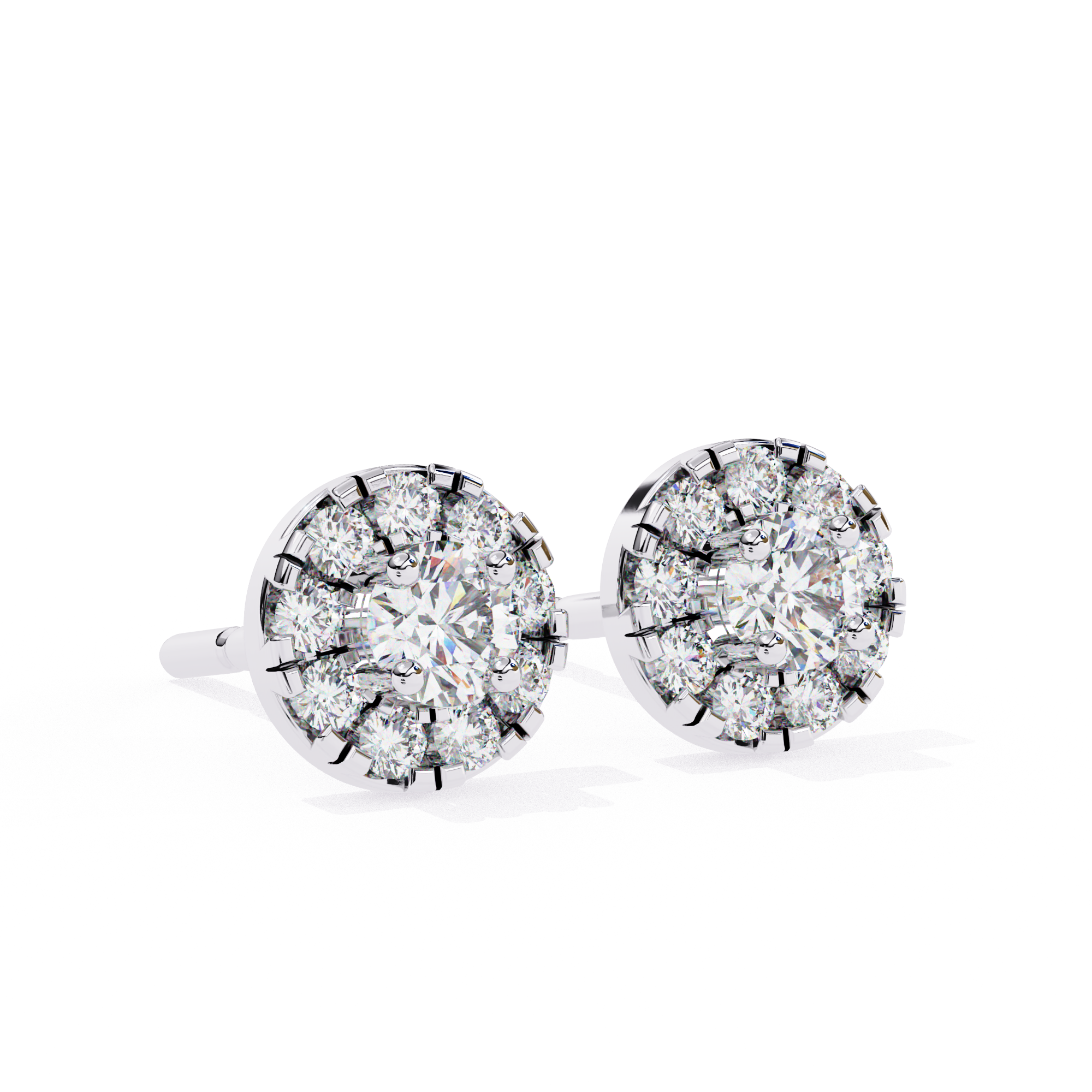 Exquisite Halo Diamond Stud Earrings in Gold