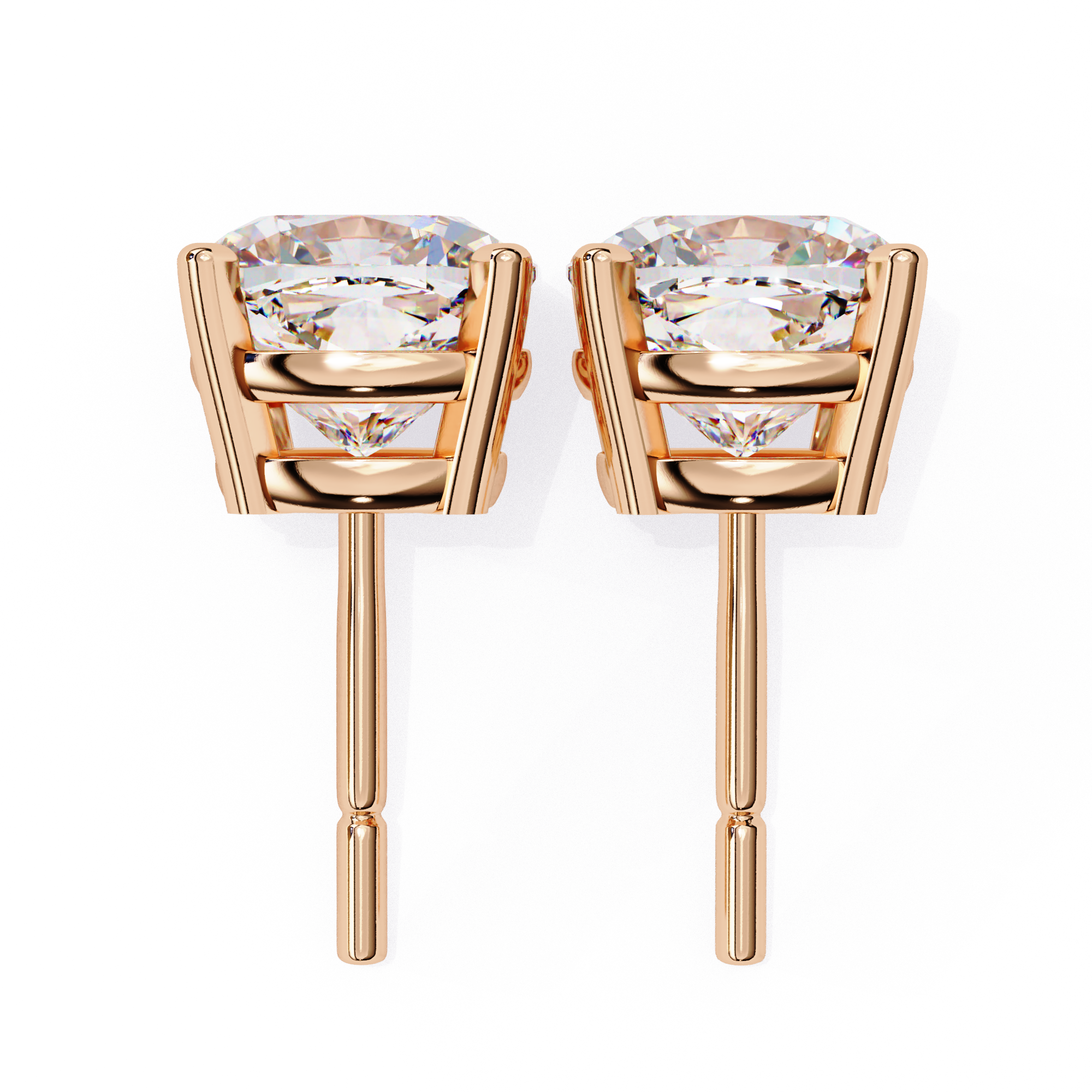 Radiant Cushion-Cut Diamond Stud Earrings in Gold