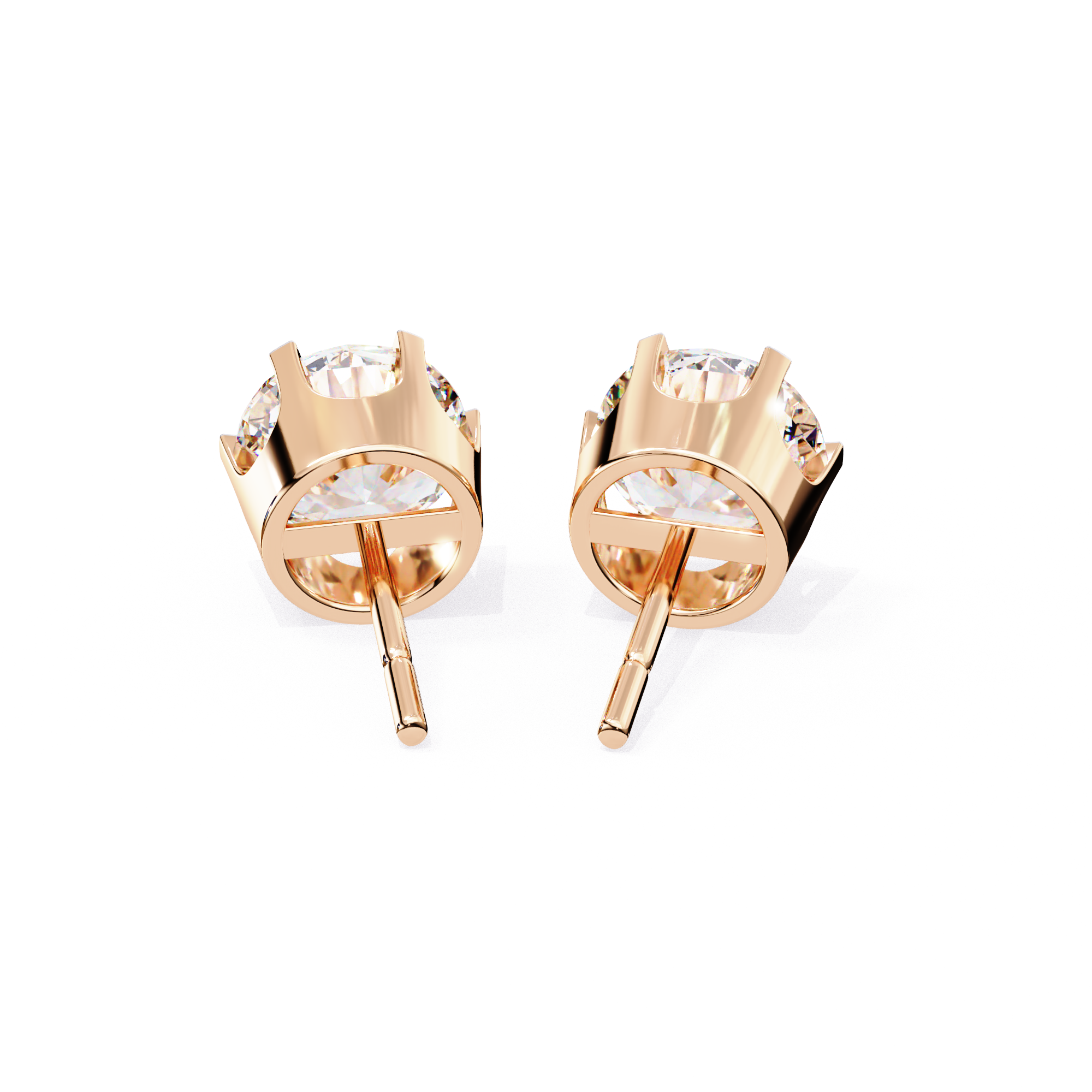 Classic 6-Prong Round Diamond Stud Earrings in Gold
