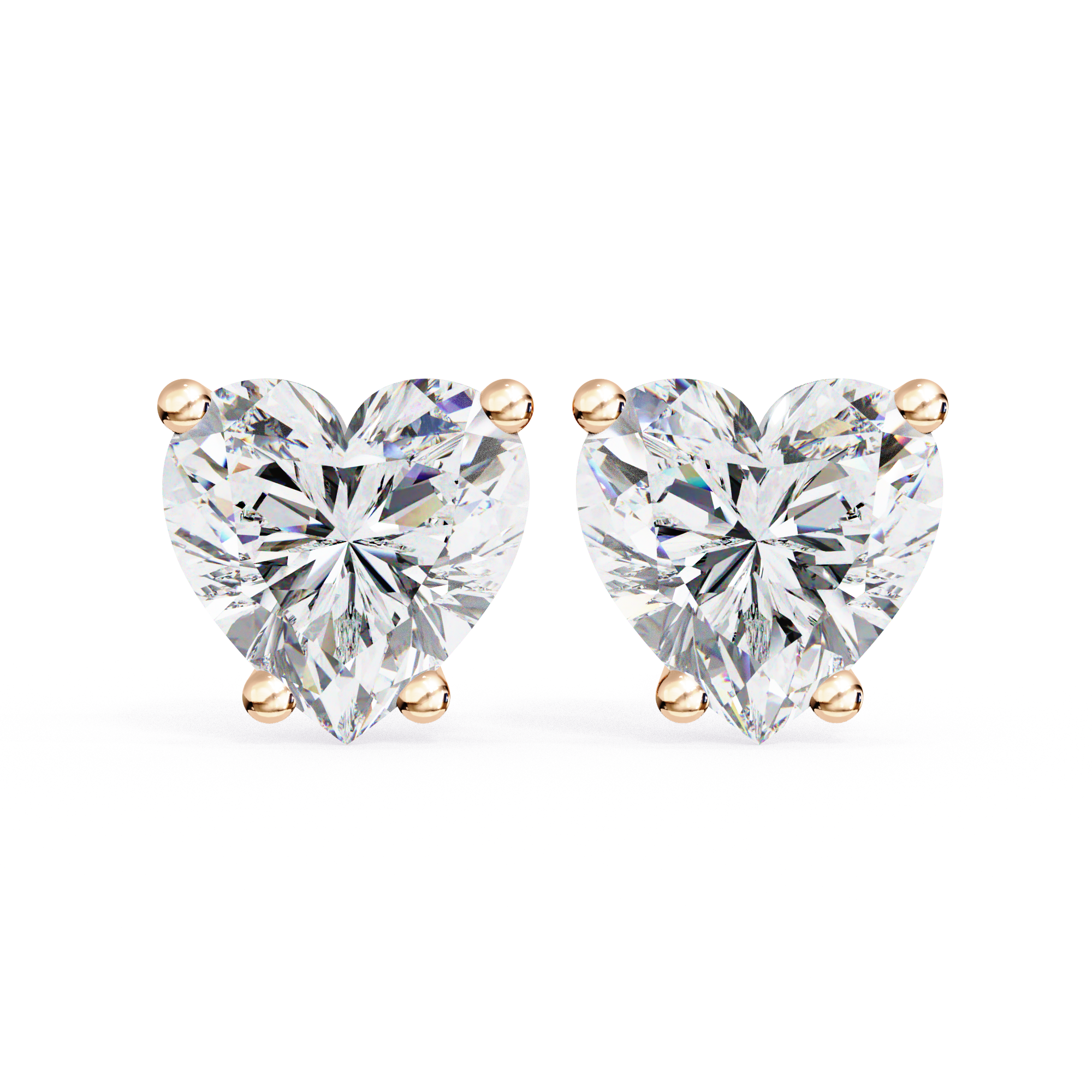 Romantic Heart-Cut Diamond Stud Earrings in Gold