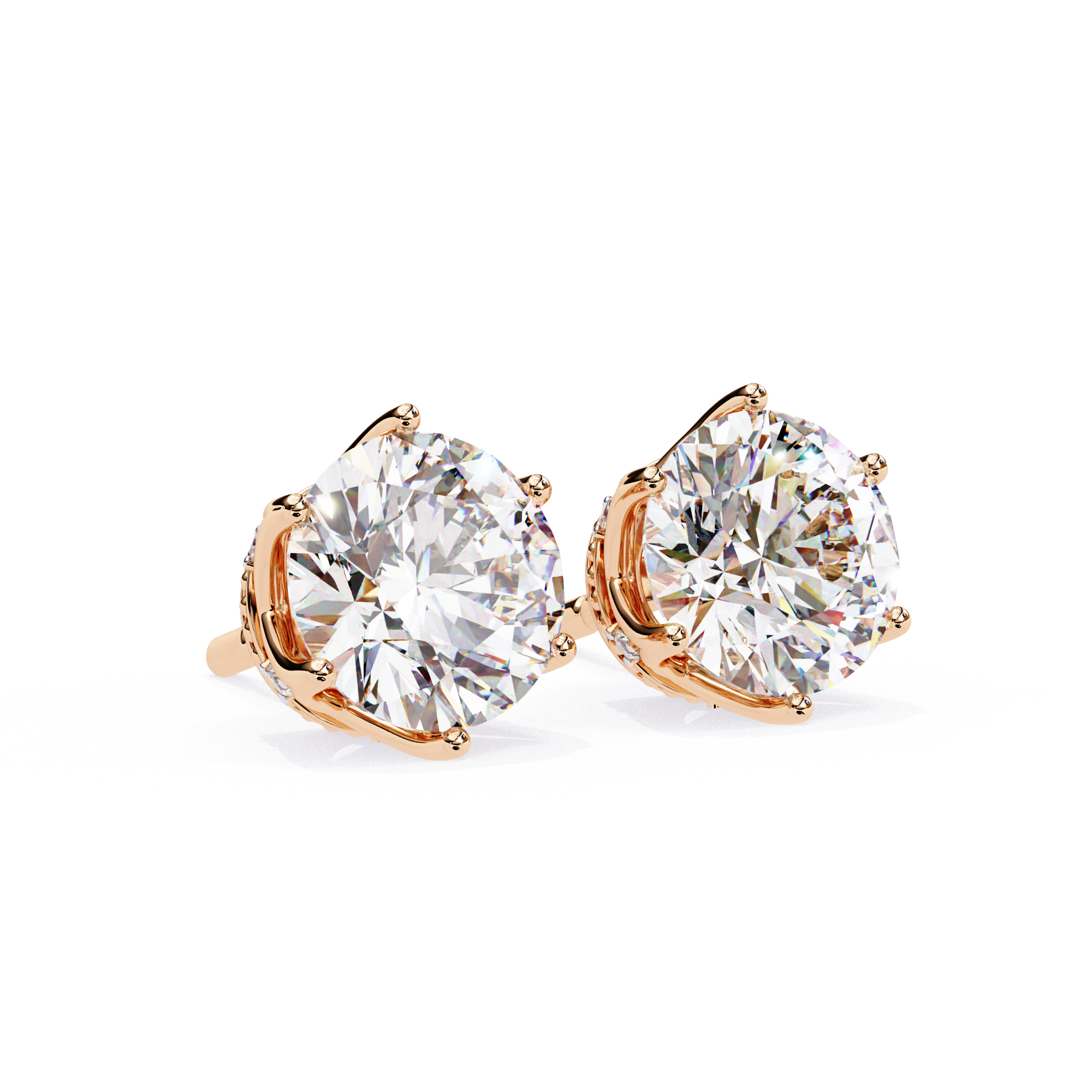 Luxury 6-Prong Crown Diamond Stud Earrings
