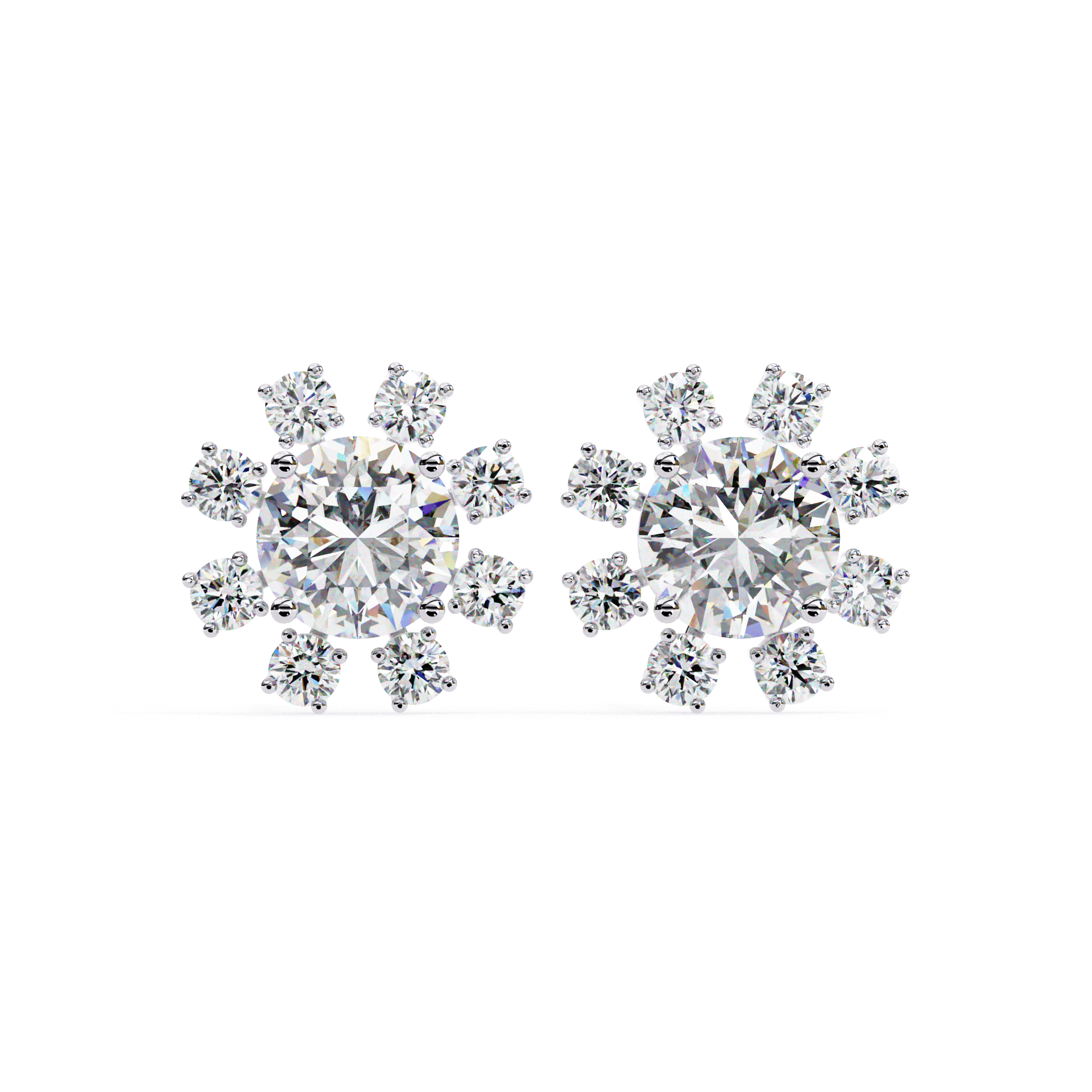 Stunning Sunburst Diamond Stud Earrings in Gold
