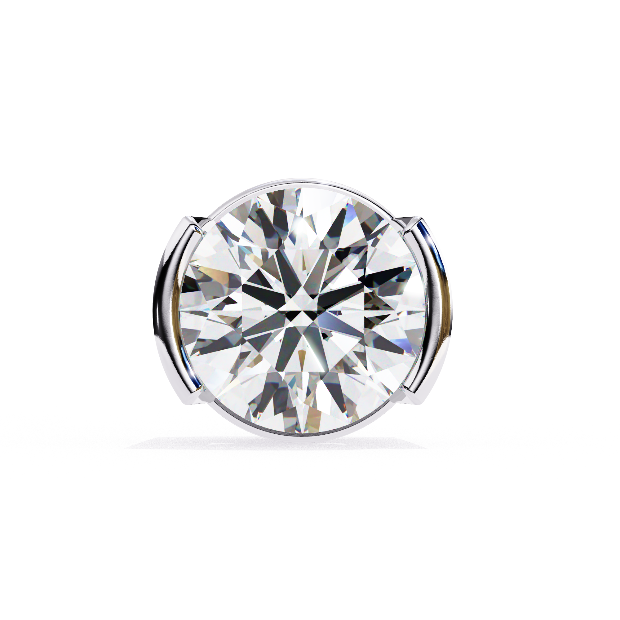 Elegant Round-Cut Diamond Stud Earrings in Gold with Half-Bezel Setting