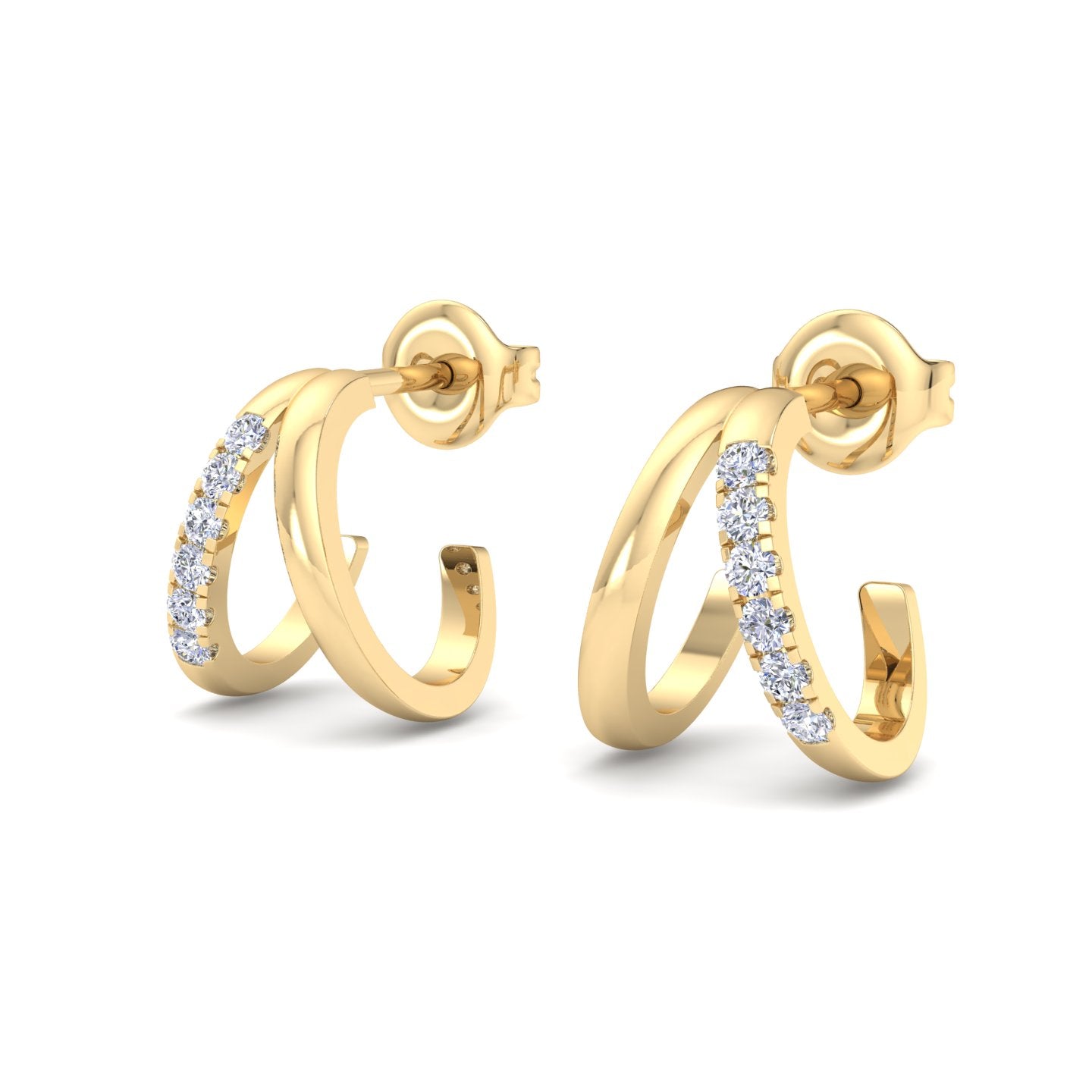 Elegant Double Hoop Diamond Earrings