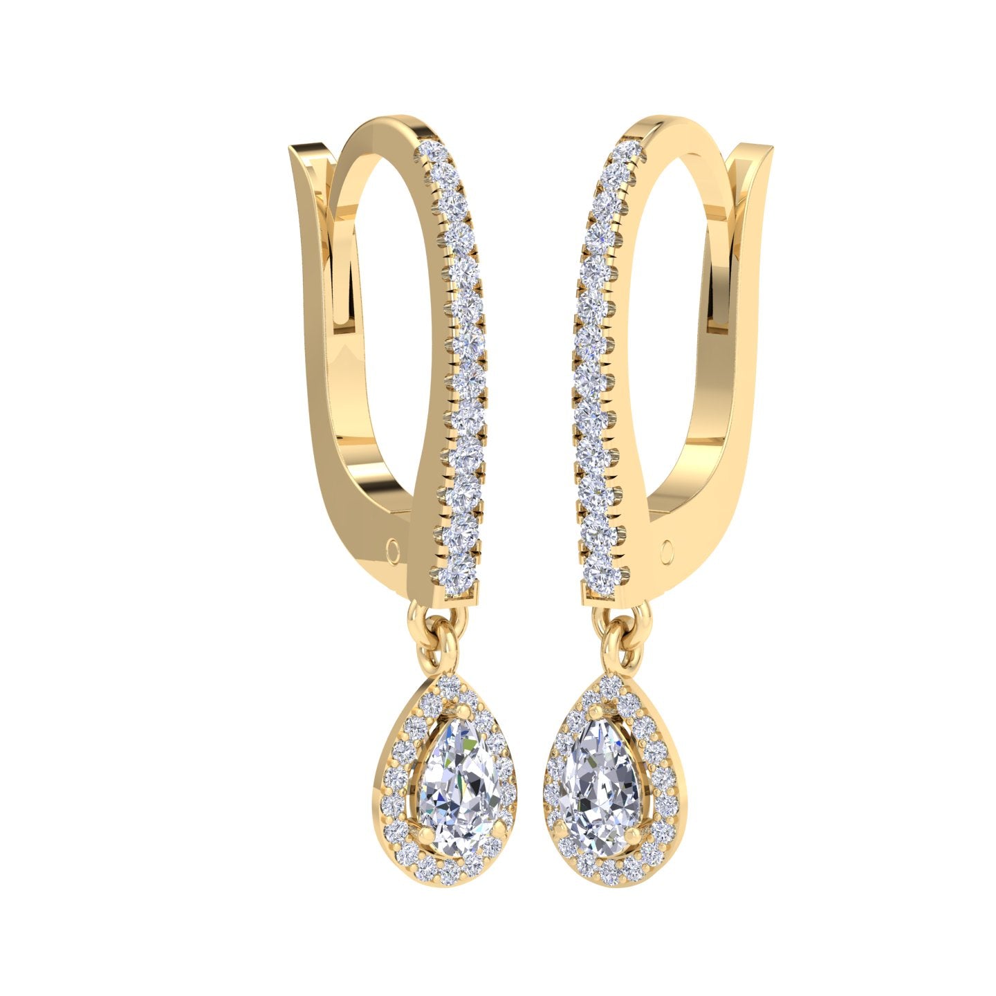 Pear-Shaped Diamond Drop Hoop Earrings