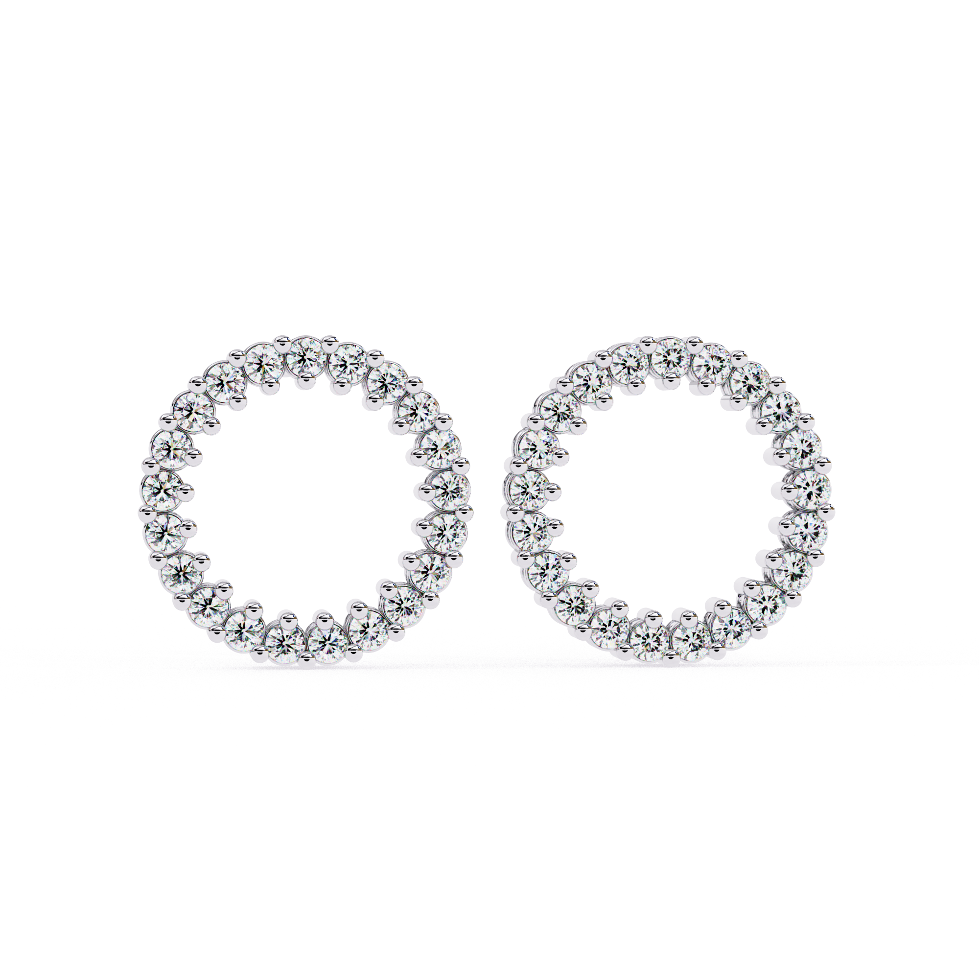 Elegant Diamond Circle Stud Earrings in Gold