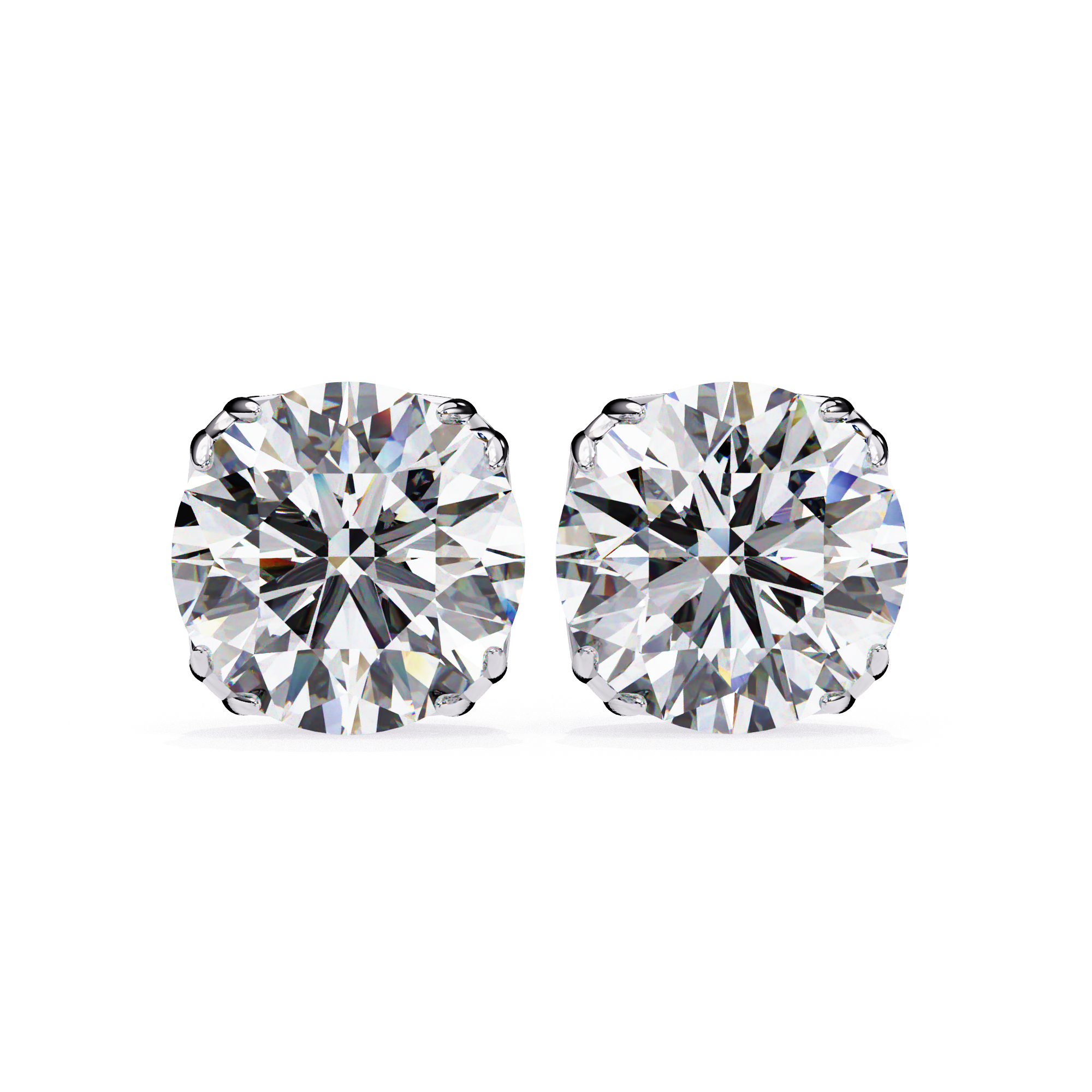 Elegant Round-Cut Diamond Stud Earrings in Gold Crown Setting