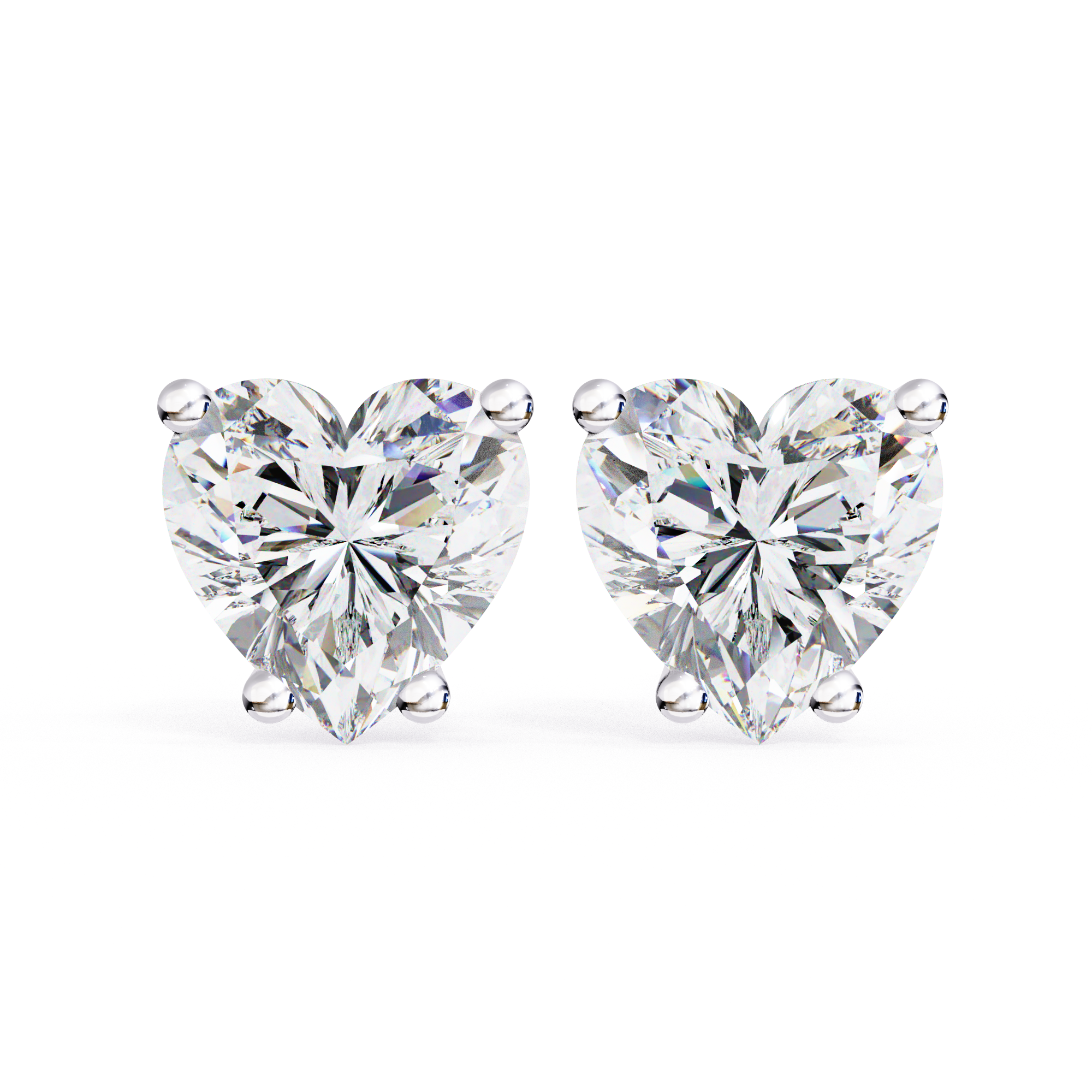 Romantic Heart-Cut Diamond Stud Earrings in Gold