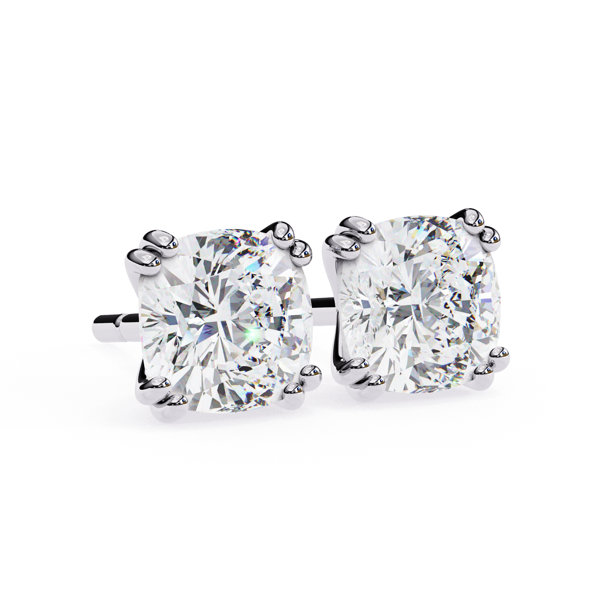 Cushion-Cut Diamond Stud Earrings in Gold
