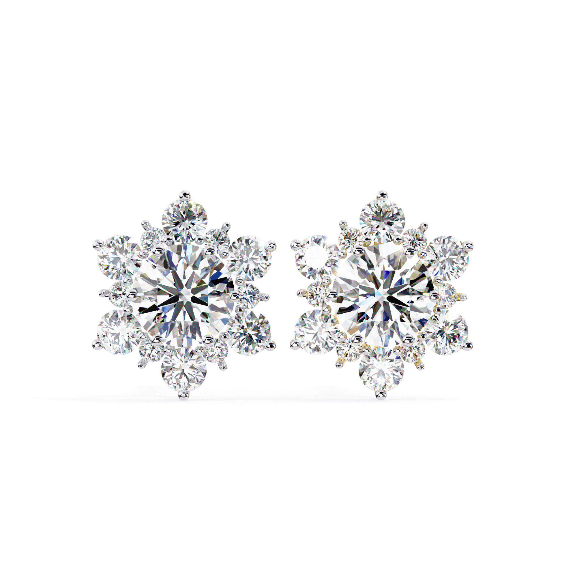 Snowflake Diamond Stud Earrings in Gold