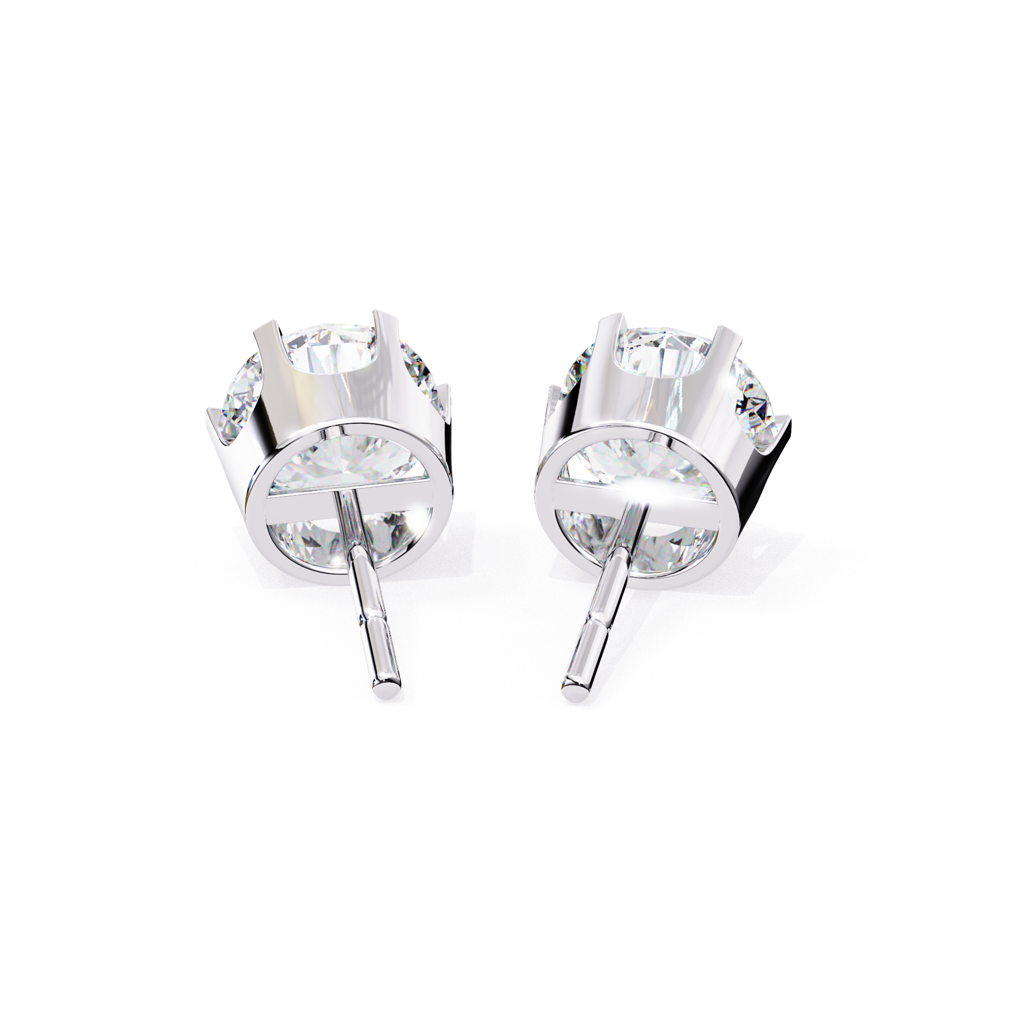Classic 6-Prong Round Diamond Stud Earrings in Gold
