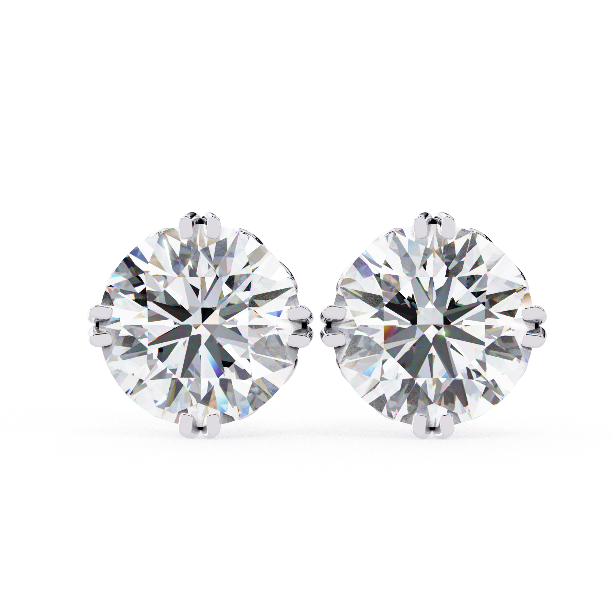 Exquisite Round-Cut Diamond Stud Earrings in a Classic 6-Prong Gold Setting
