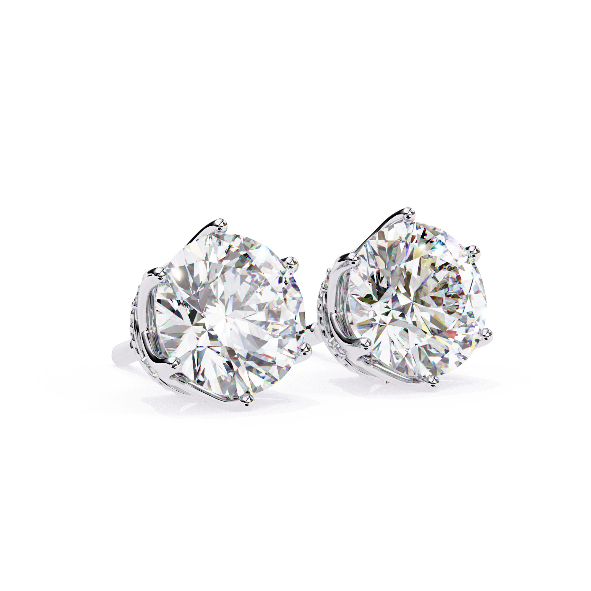 Luxury 6-Prong Crown Diamond Stud Earrings