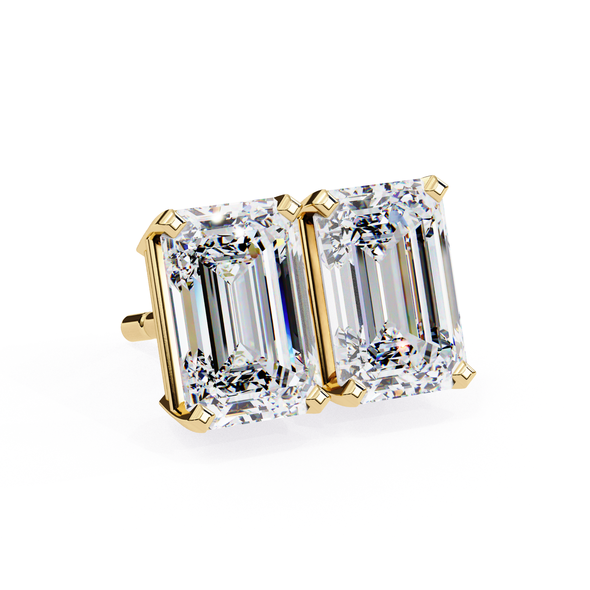Exquisite Emerald-Cut Diamond Stud Earrings in Gold