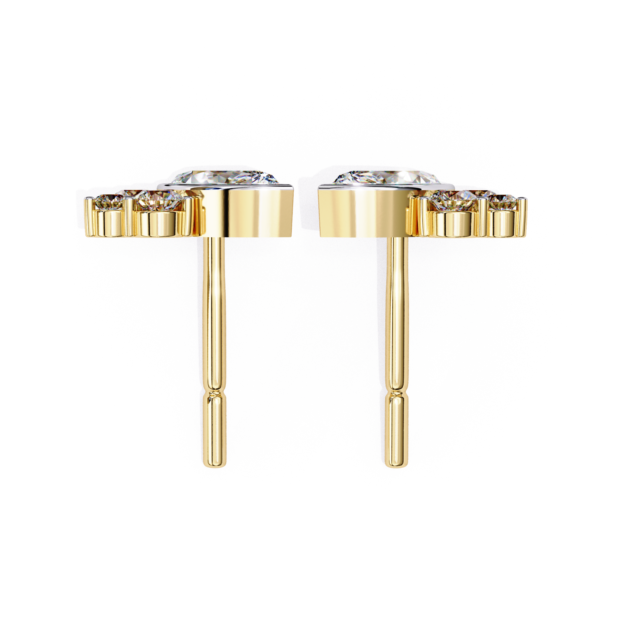 Marquise & Round Diamond Stud Earrings