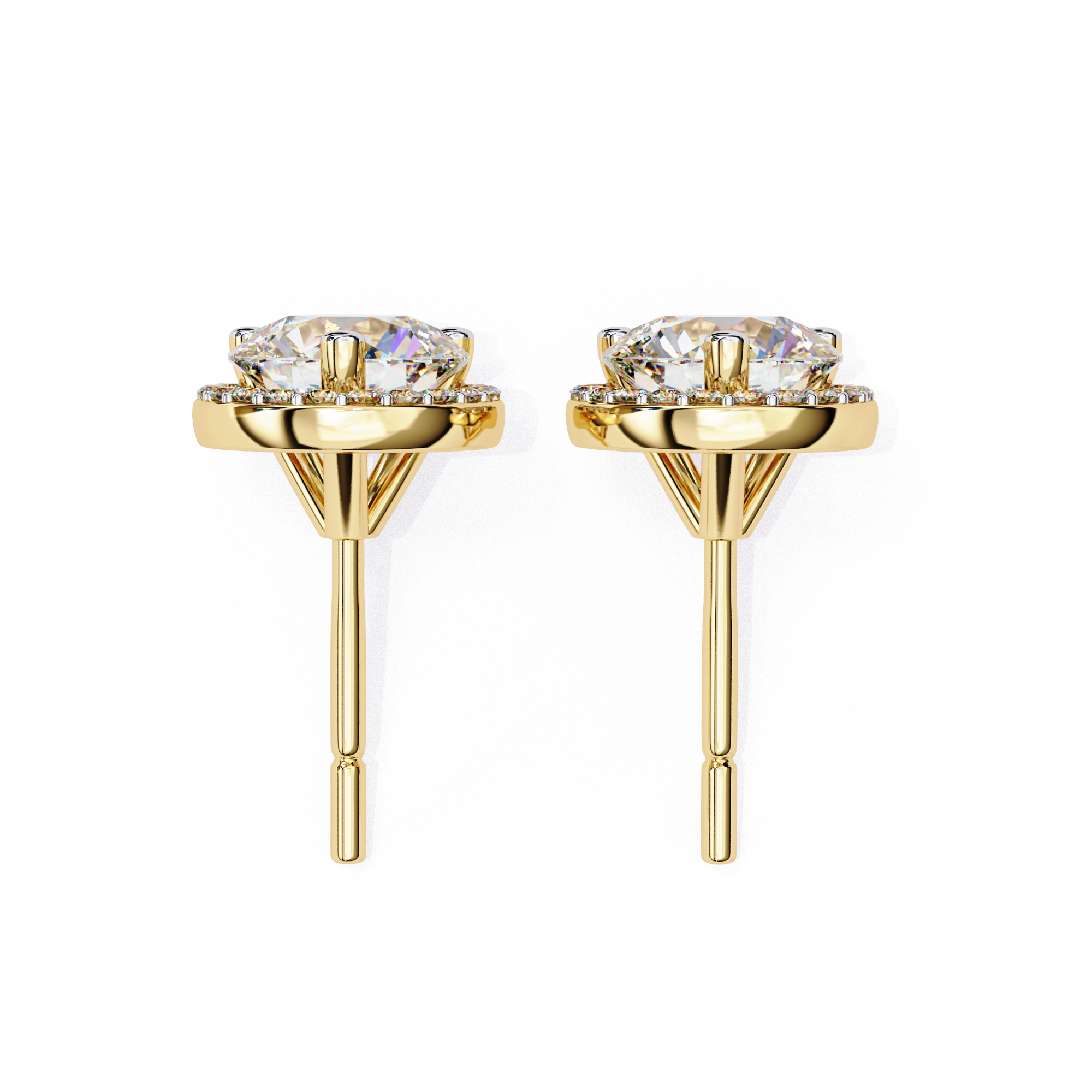 Elegant Round-Cut Diamond Halo Stud Earrings