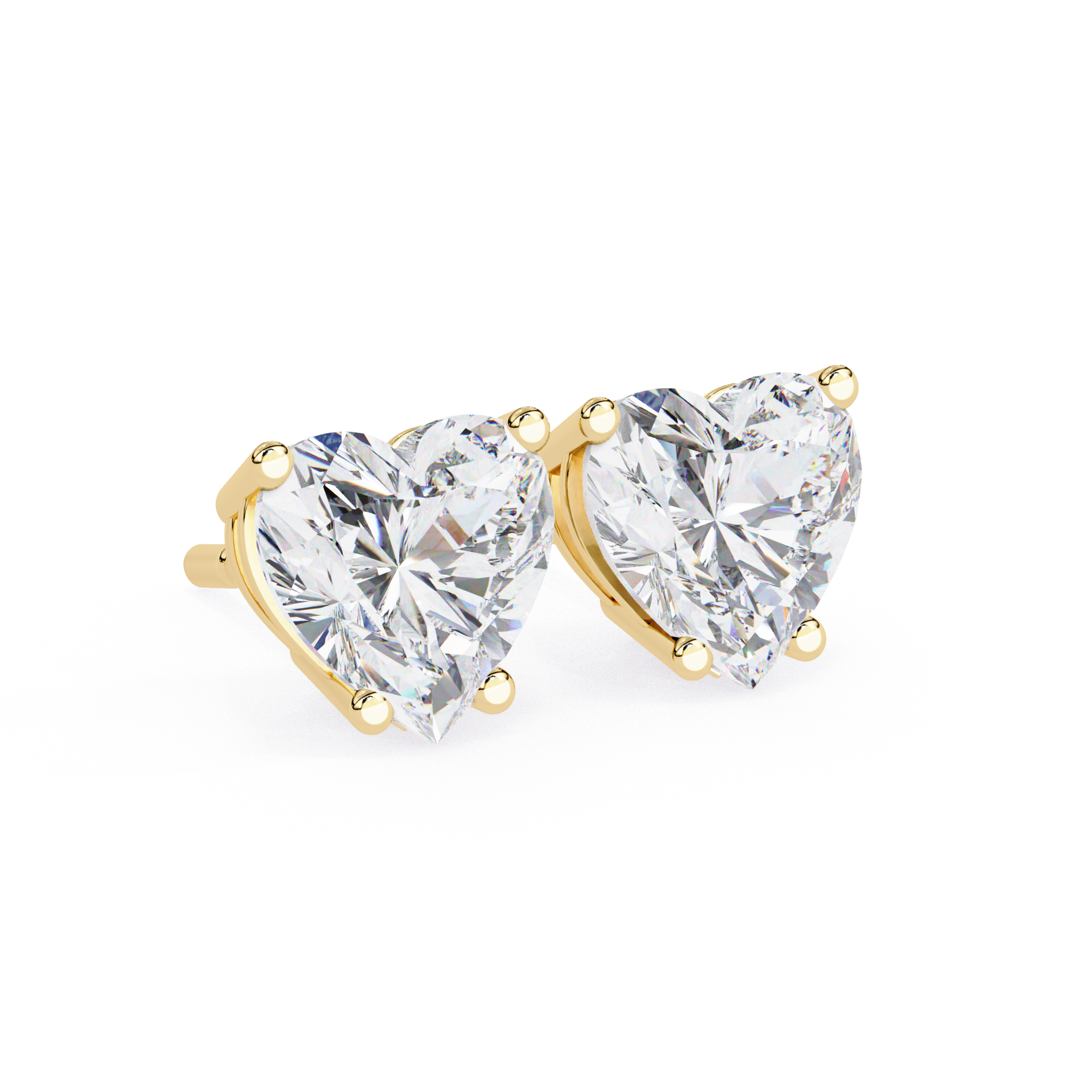Romantic Heart-Cut Diamond Stud Earrings in Gold