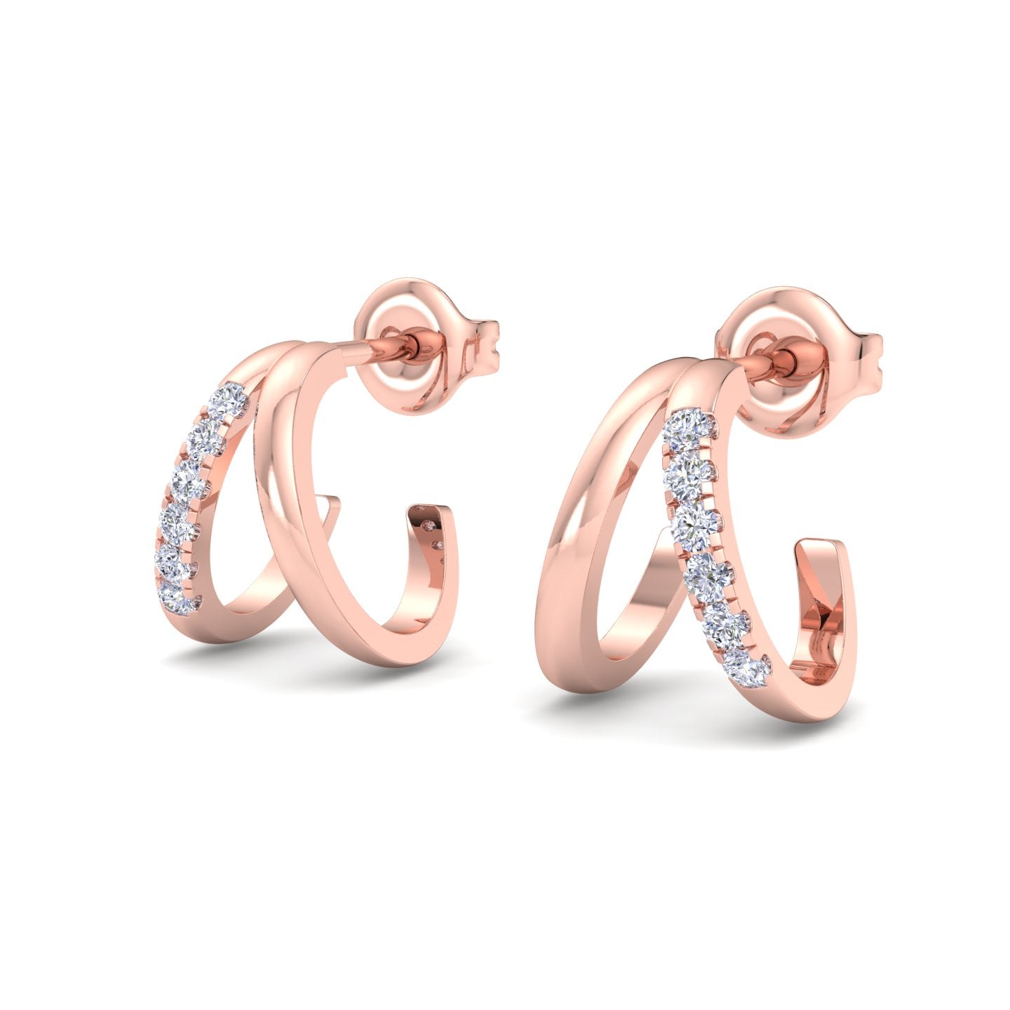 Elegant Double Hoop Diamond Earrings