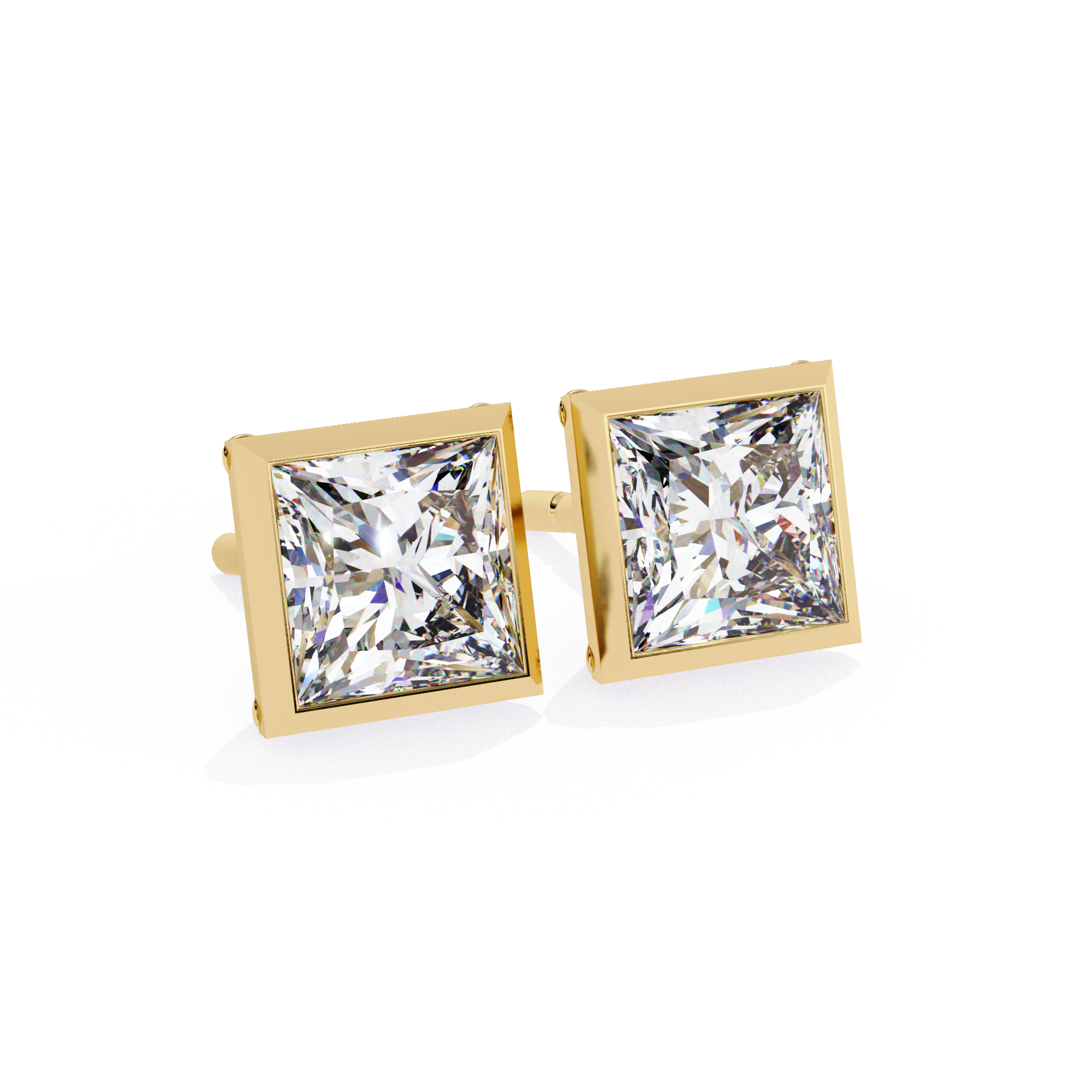 Waiheke Bezel Set Princess-Cut Diamond Stud Earrings