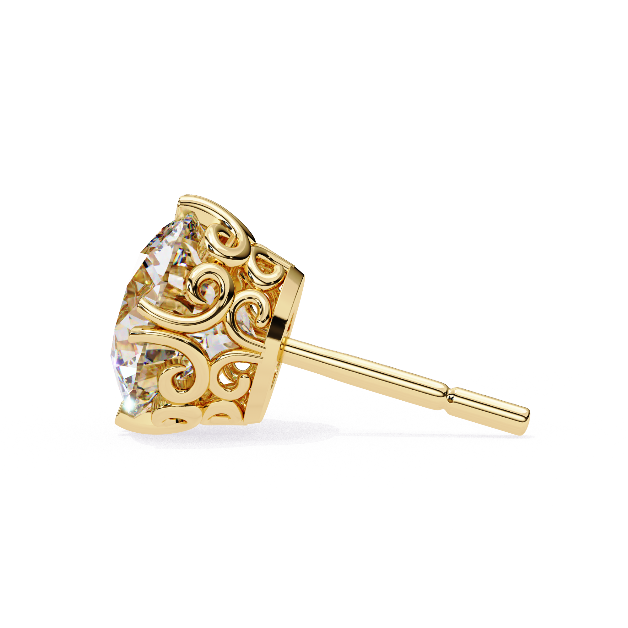 Exquisite Round-Cut Diamond Stud Earrings in a Classic 6-Prong Gold Setting