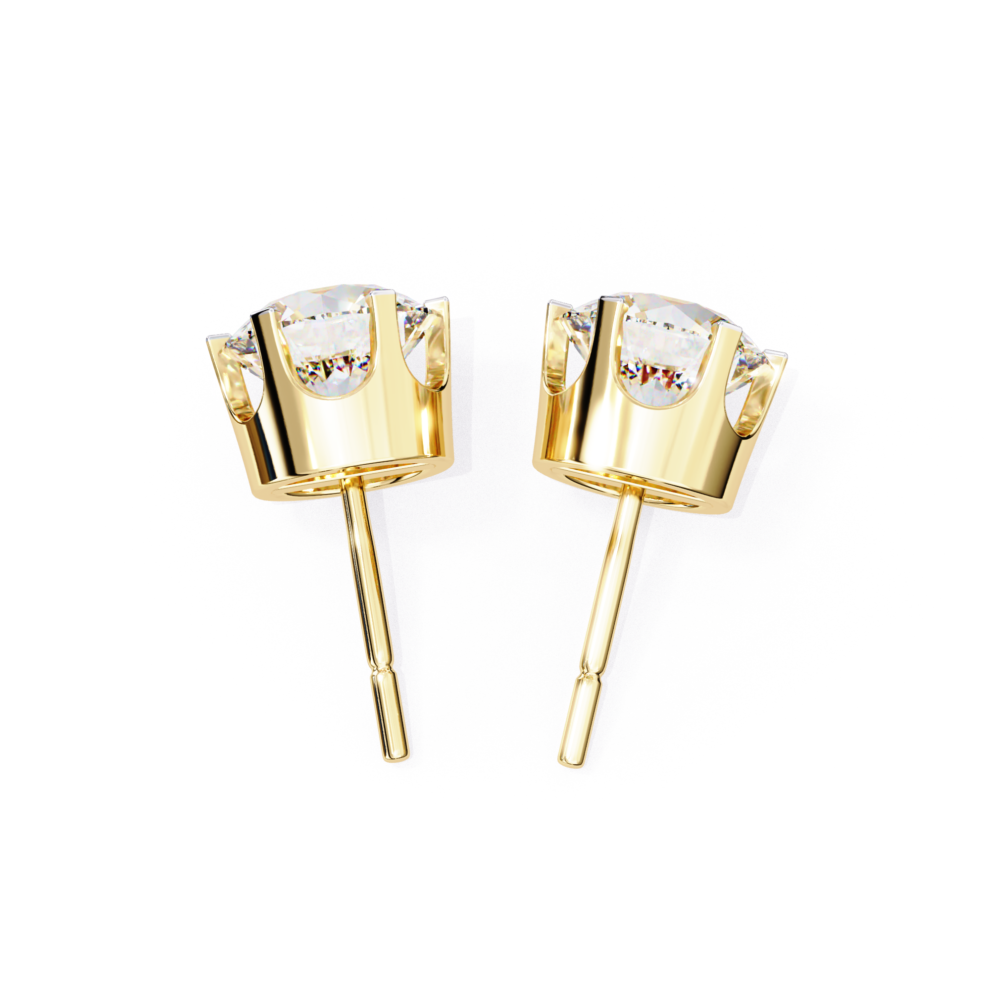 Classic 6-Prong Round Diamond Stud Earrings in Gold