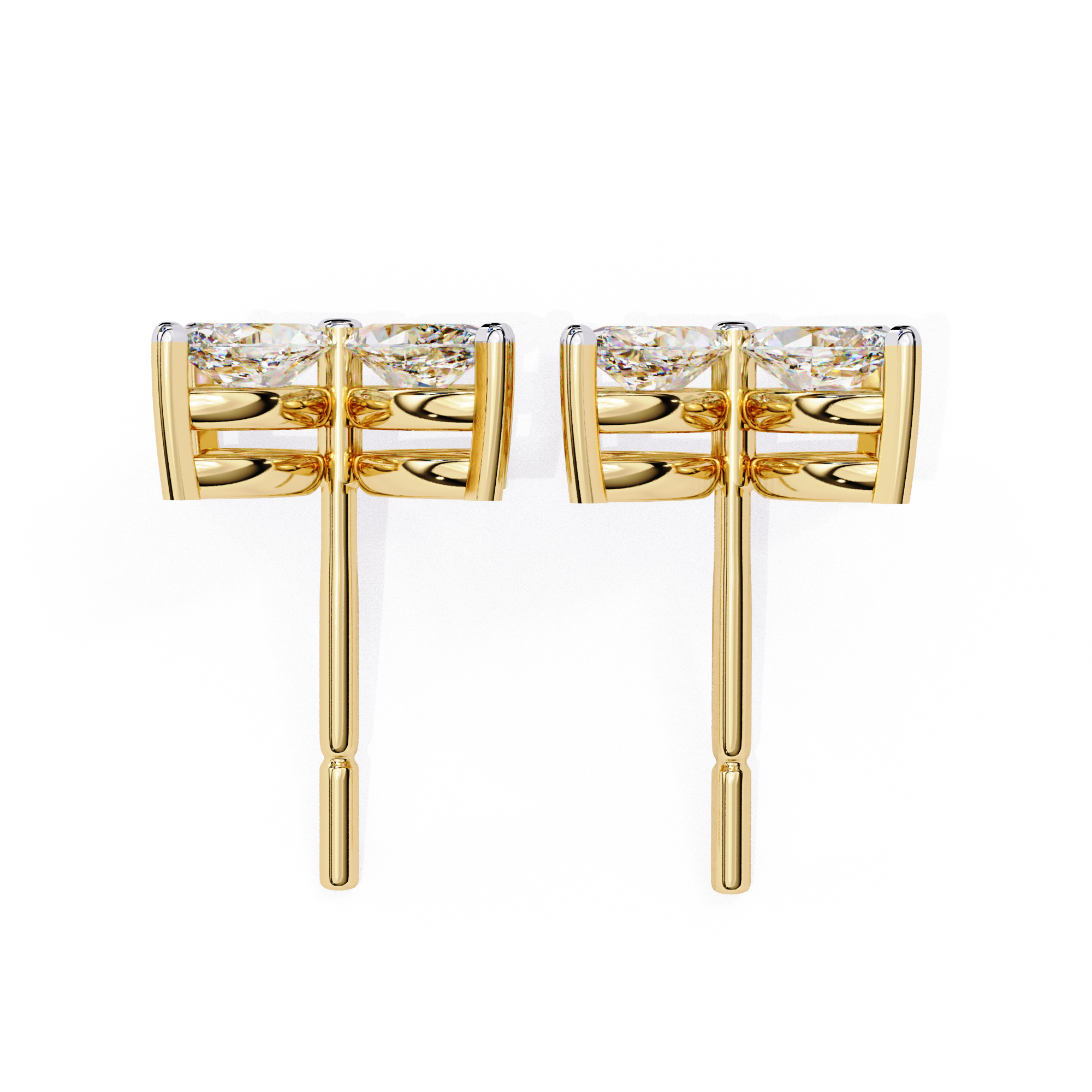 Exquisite Gold Marquise-Cut Diamond Floral Stud Earrings