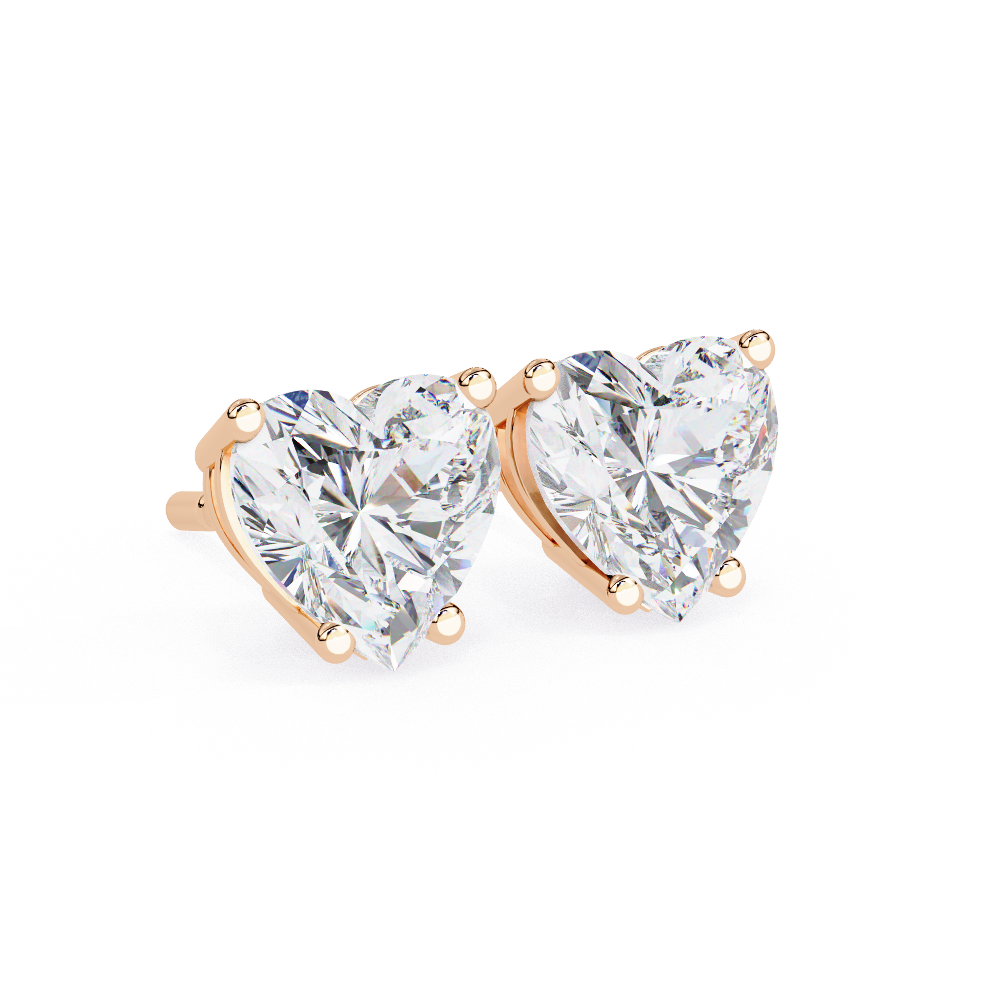 Romantic Heart-Cut Diamond Stud Earrings in Gold