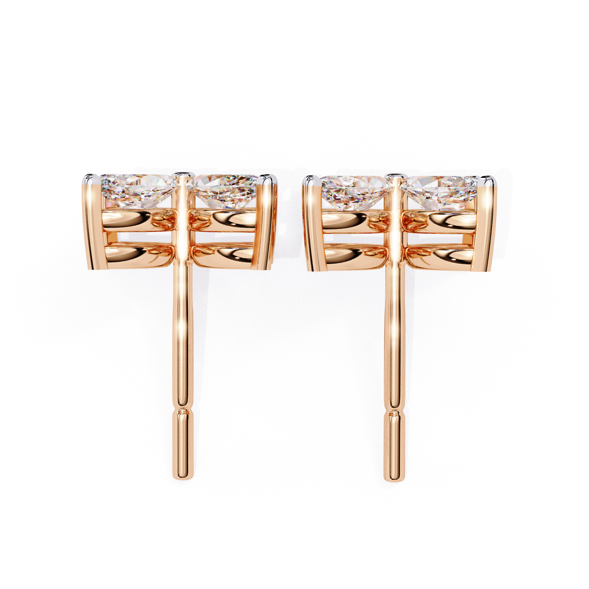 Exquisite Gold Marquise-Cut Diamond Floral Stud Earrings