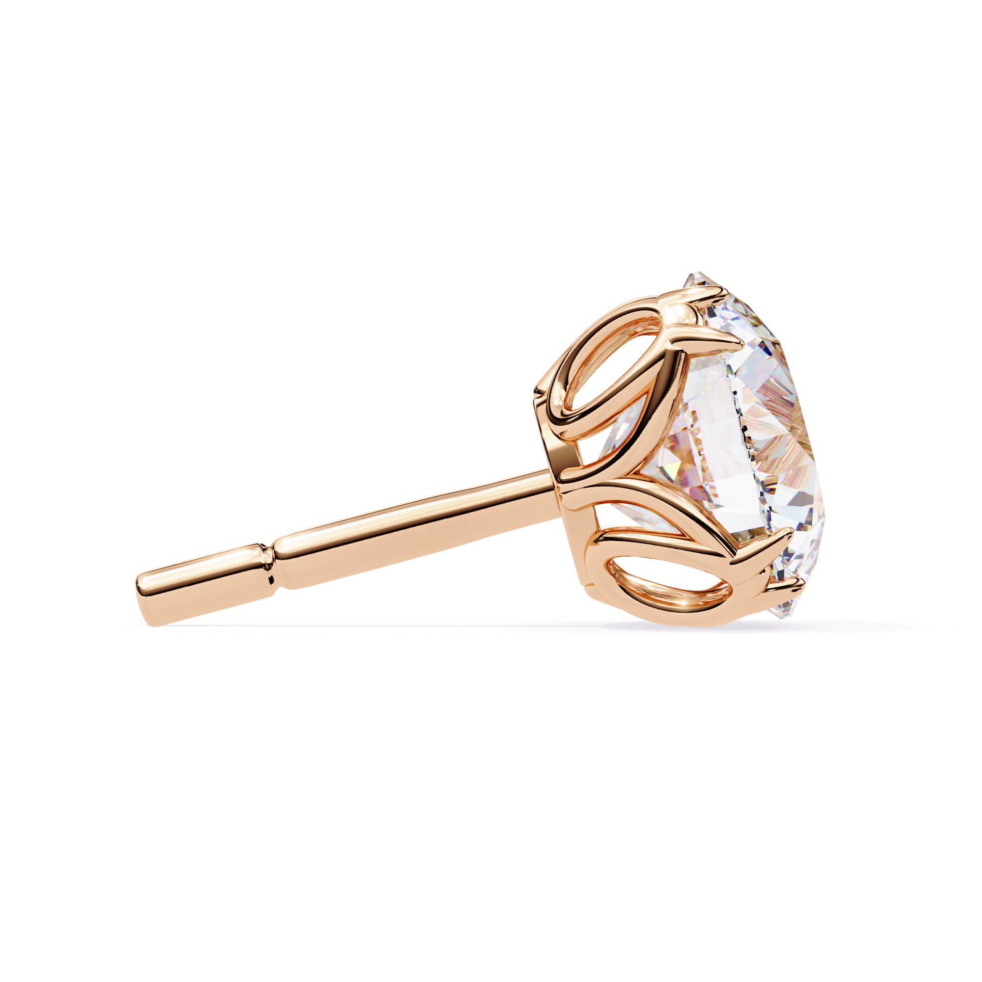 Elegant Round-Cut Diamond Stud Earrings in Gold Crown Setting