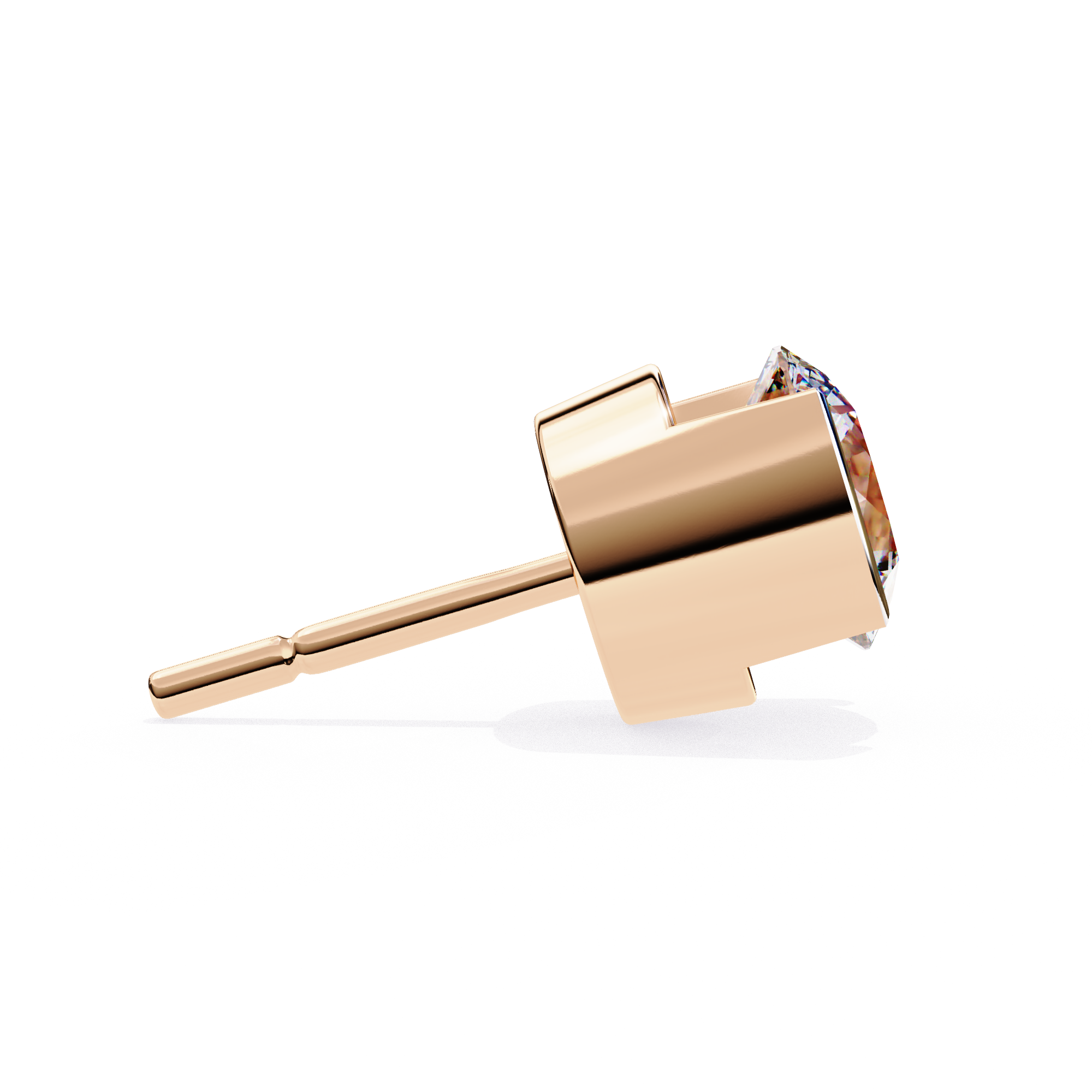 Elegant Round-Cut Diamond Stud Earrings in Gold with Half-Bezel Setting