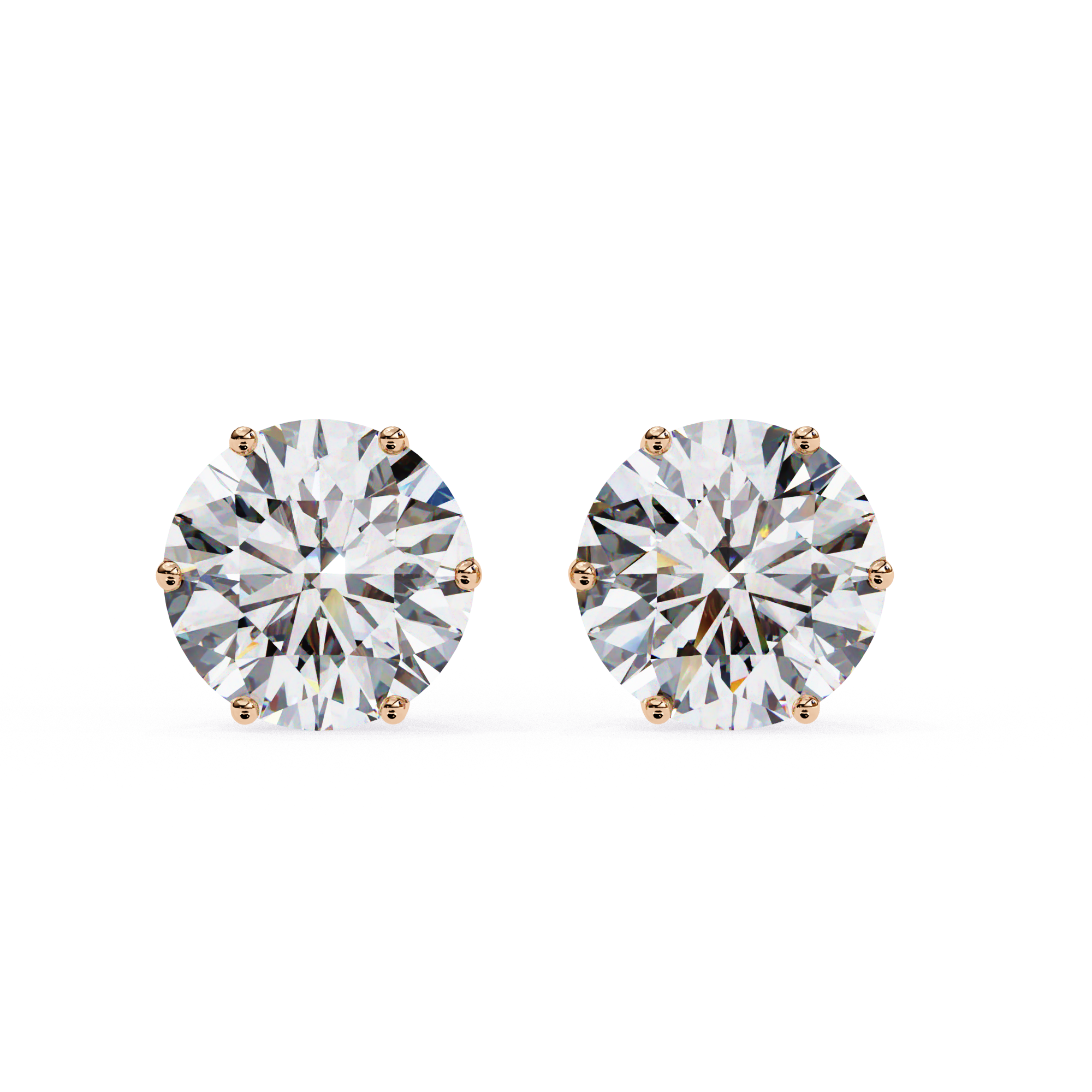 Brilliant Round-Cut Diamond Stud Earrings in Gold
