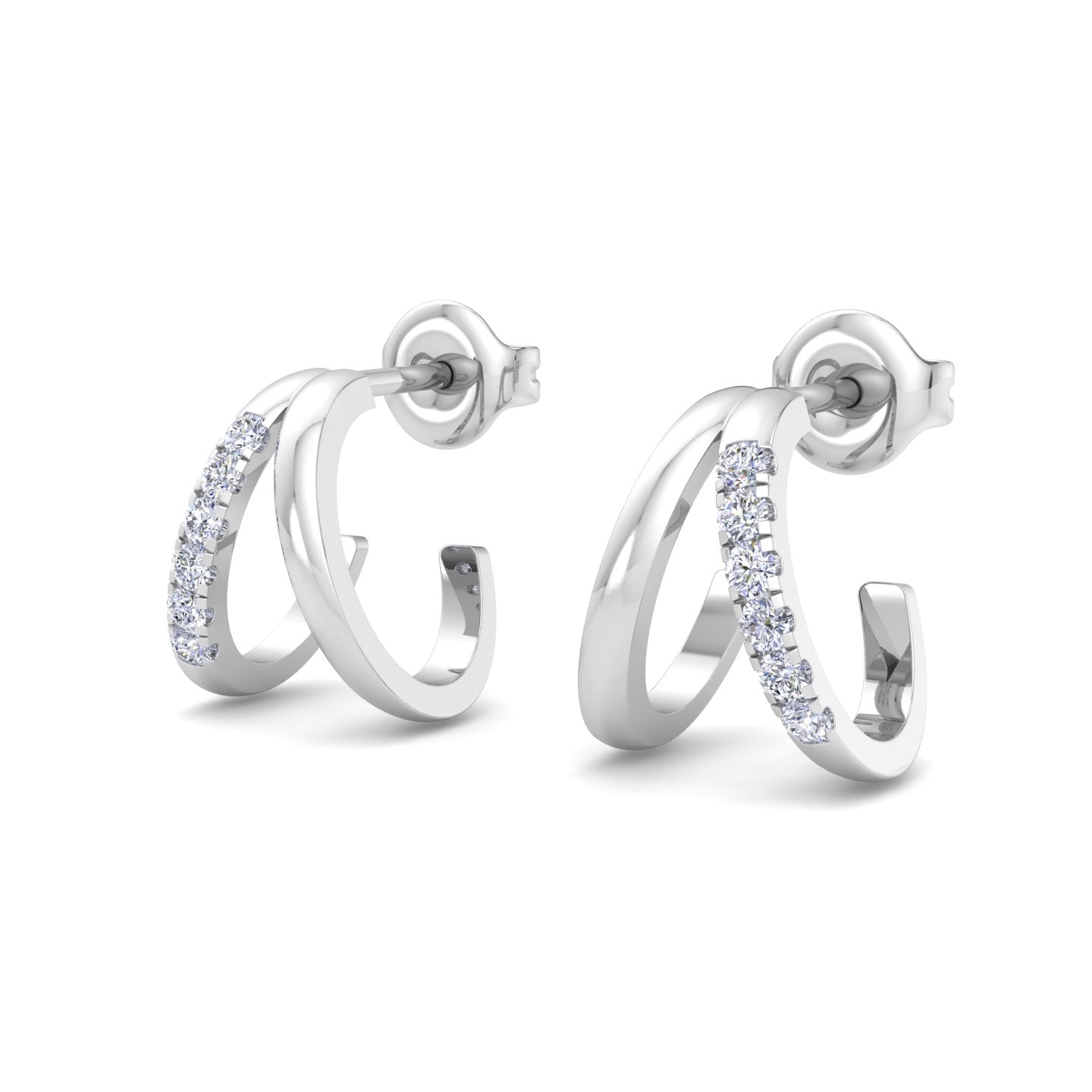 Elegant Double Hoop Diamond Earrings