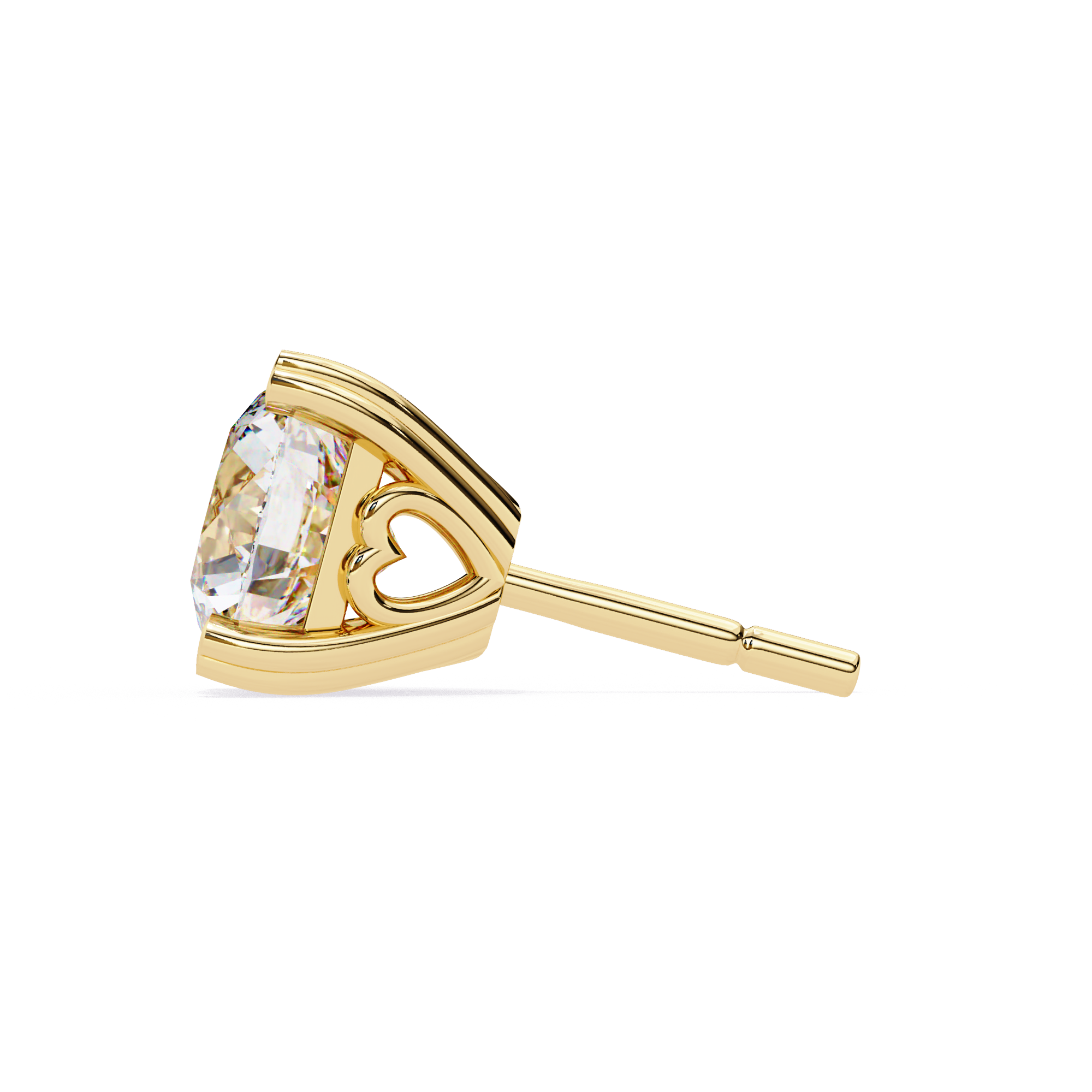 Elegant 4-Prong Round Diamond Stud Earrings in Gold