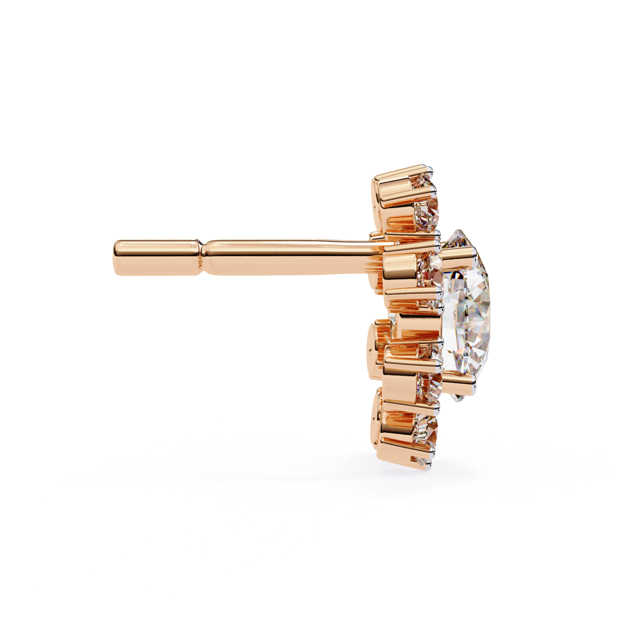 Stunning Sunburst Diamond Stud Earrings in Gold