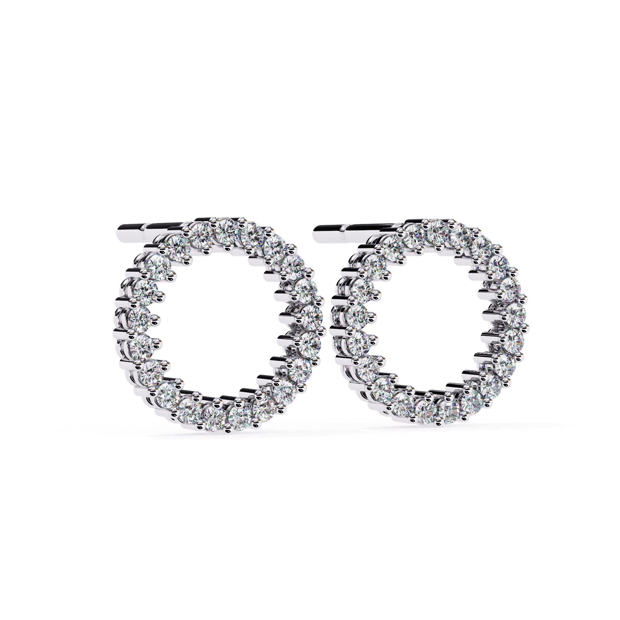 Elegant Diamond Circle Stud Earrings in Gold