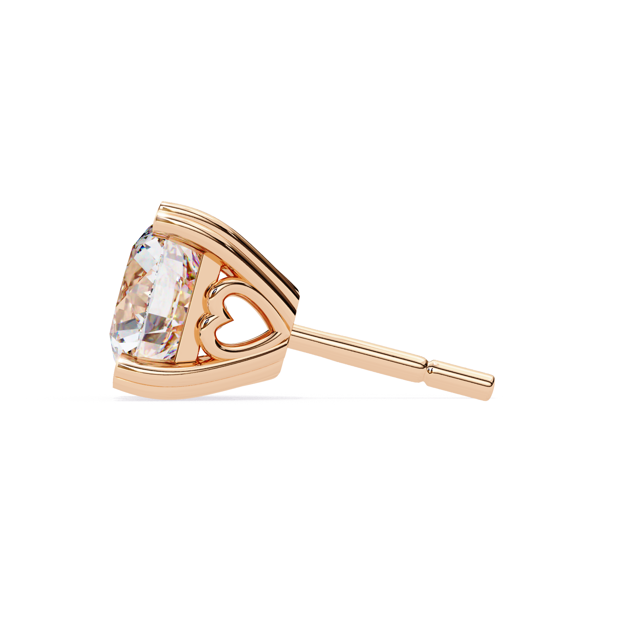 Elegant 4-Prong Round Diamond Stud Earrings in Gold