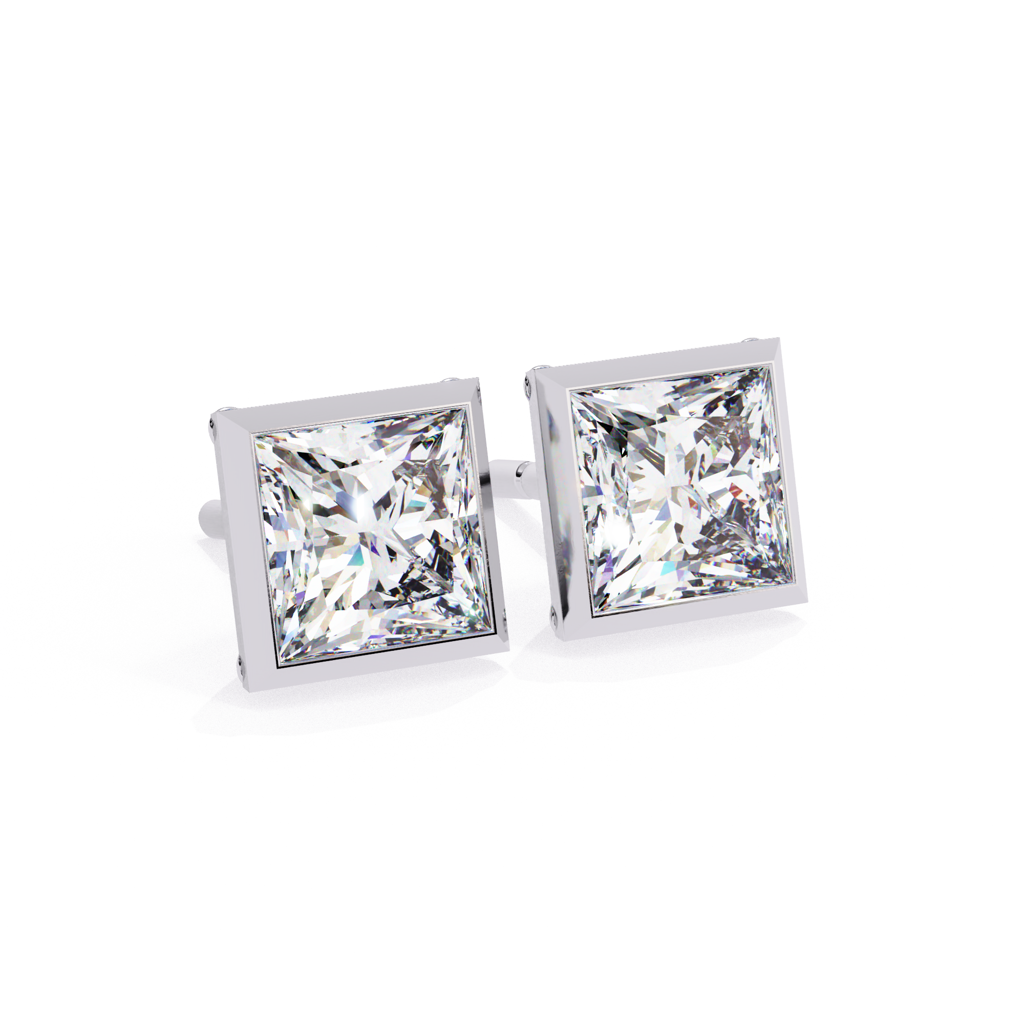 Waiheke Bezel Set Princess-Cut Diamond Stud Earrings