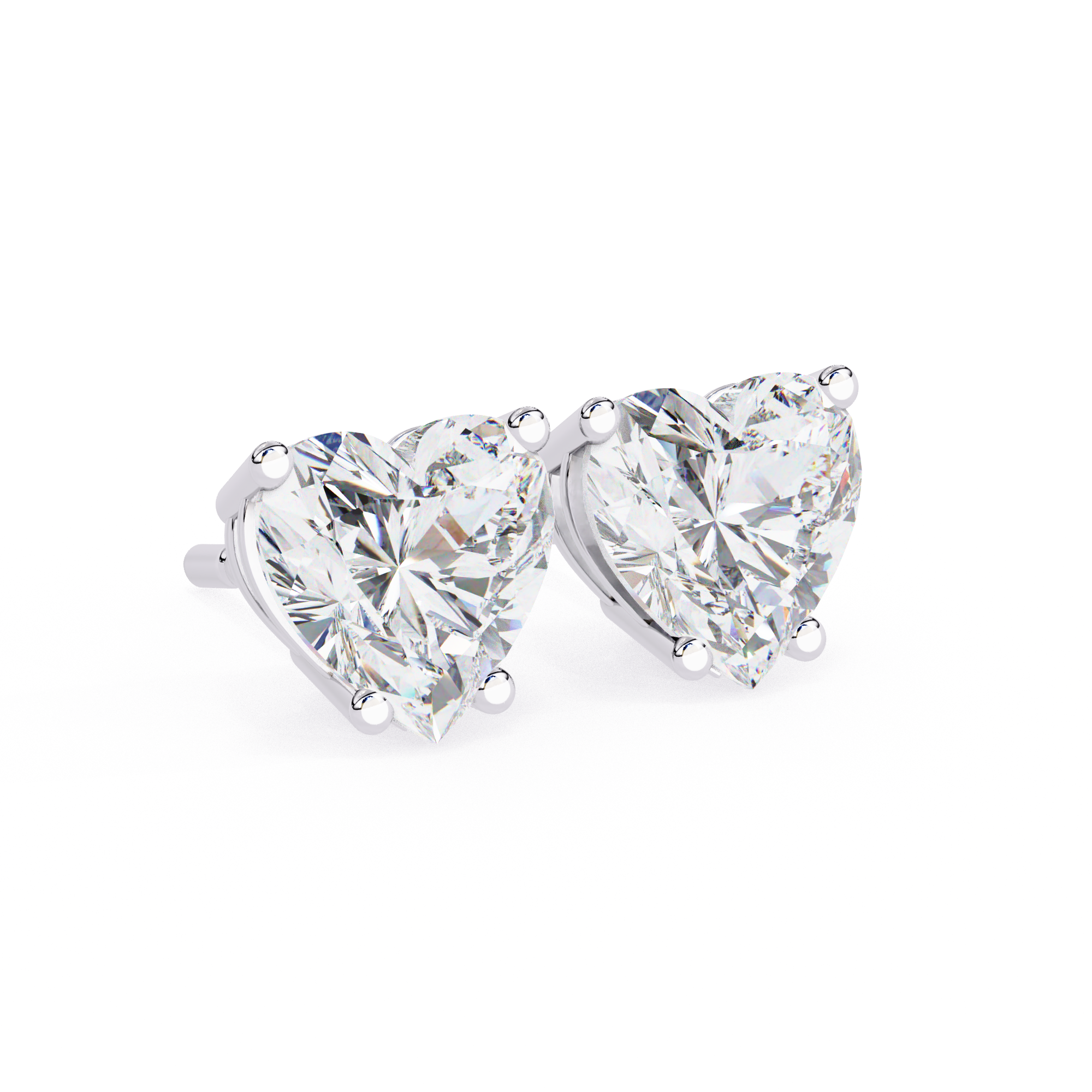 Romantic Heart-Cut Diamond Stud Earrings in Gold