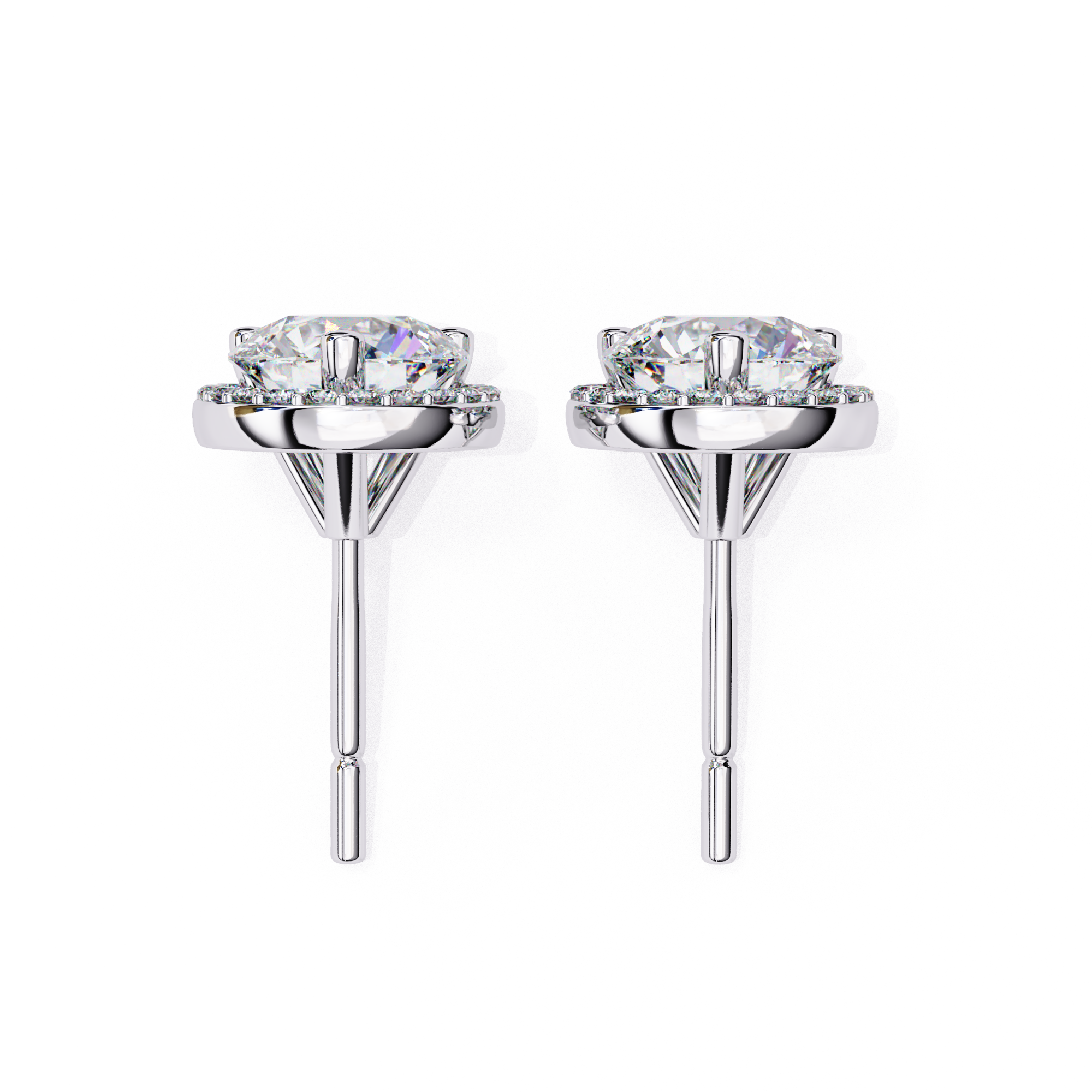 Elegant Round-Cut Diamond Halo Stud Earrings