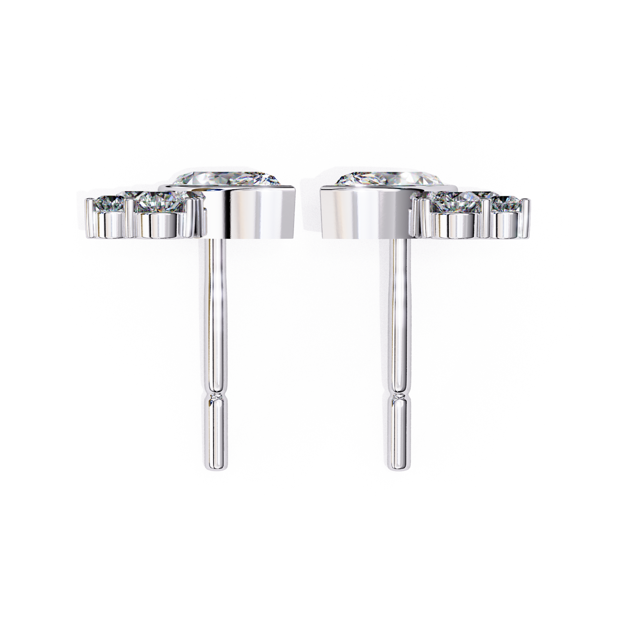 Marquise & Round Diamond Stud Earrings