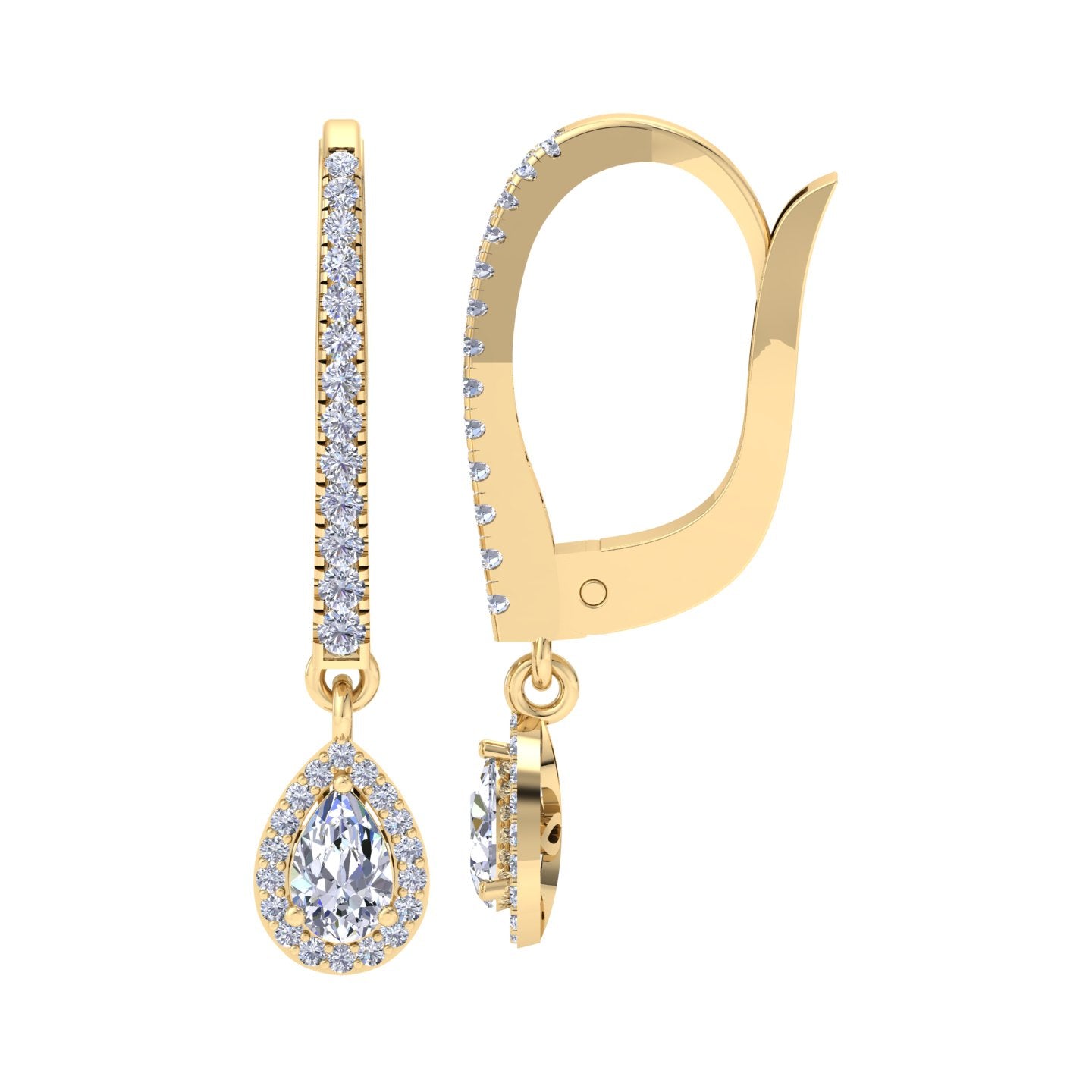 Pear-Shaped Diamond Drop Hoop Earrings