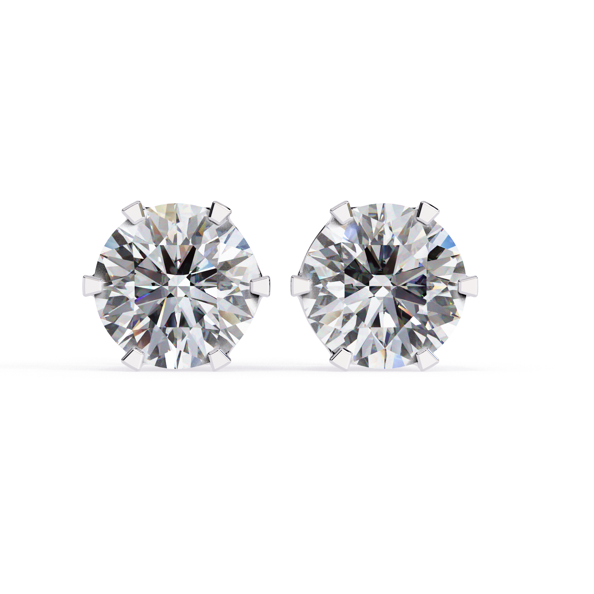 Classic 6-Prong Round Diamond Stud Earrings in Gold