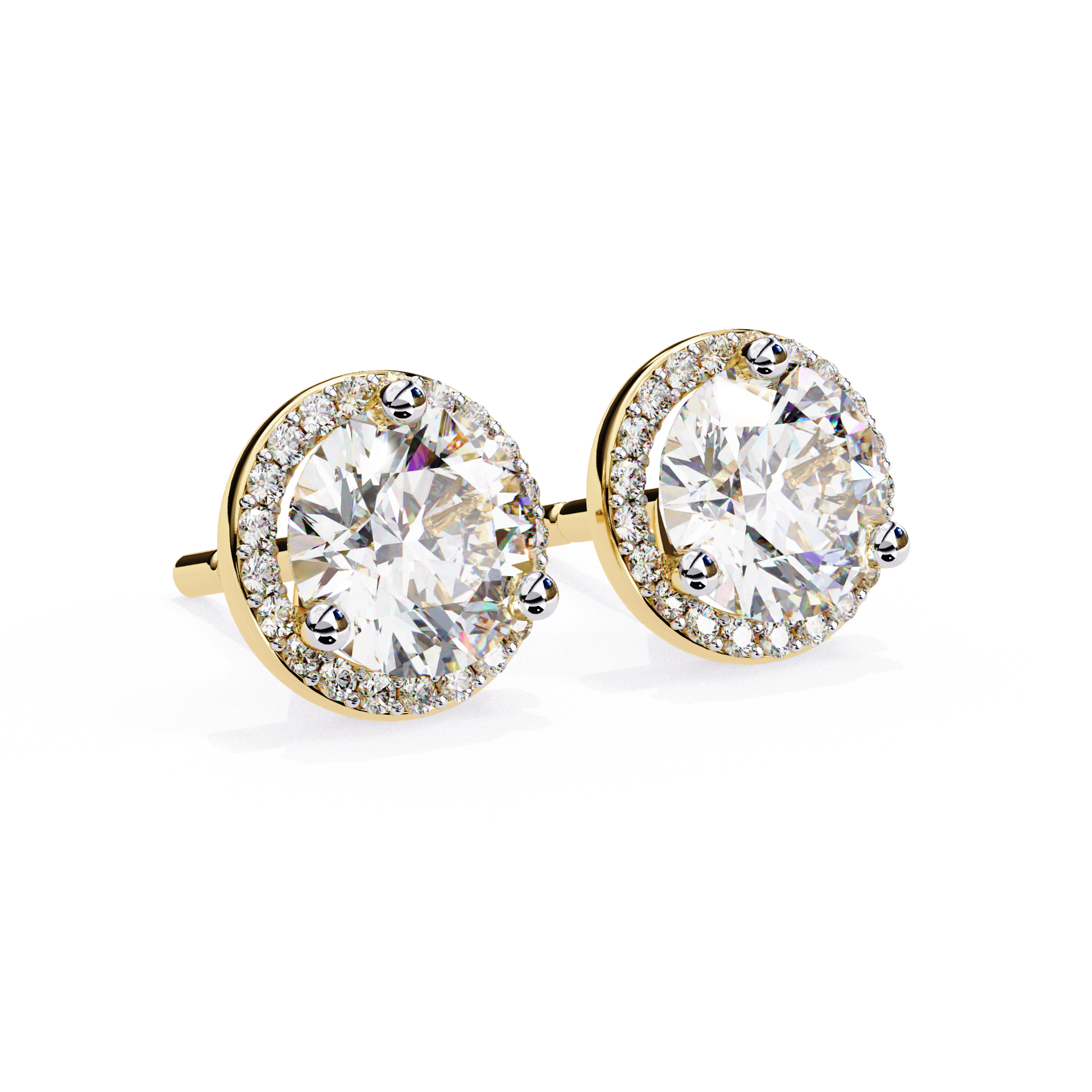 Elegant Round-Cut Diamond Halo Stud Earrings