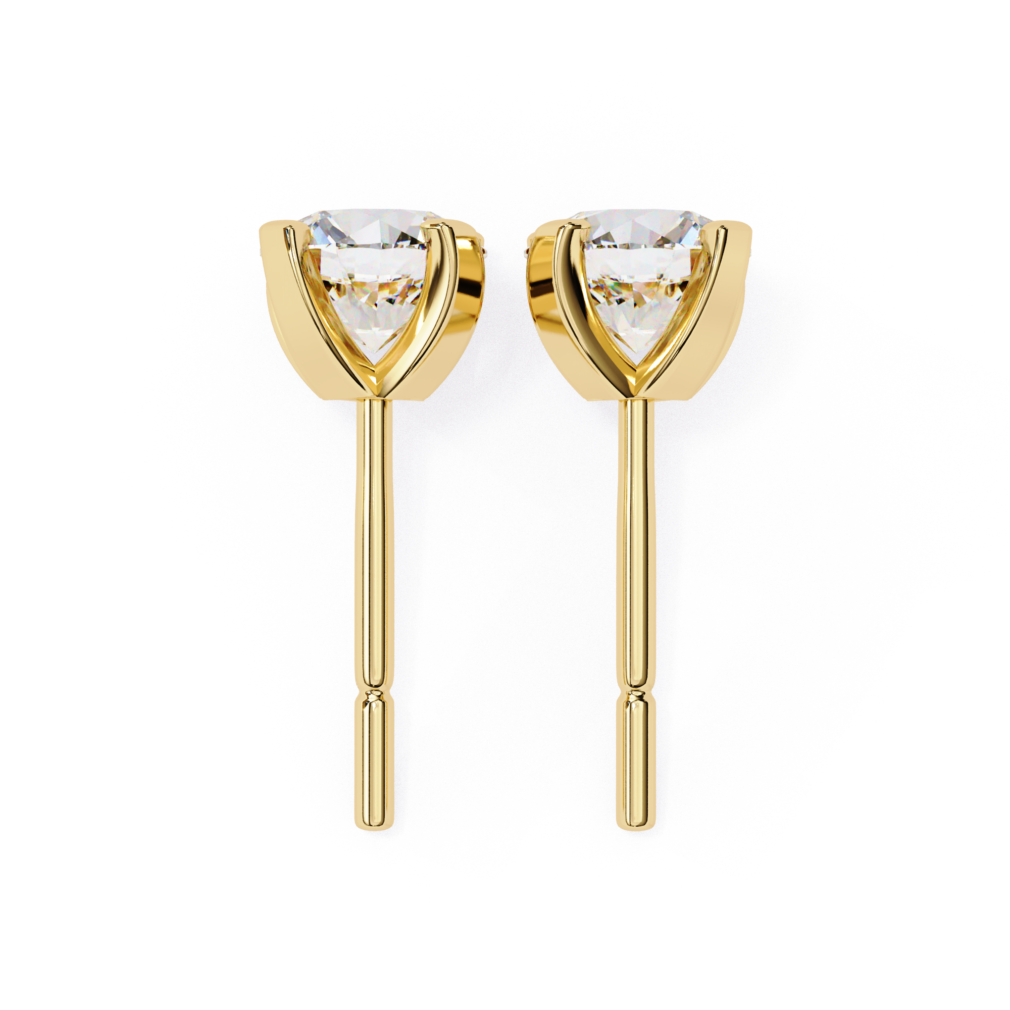 Timeless Round-Cut Diamond Stud Earrings in Gold