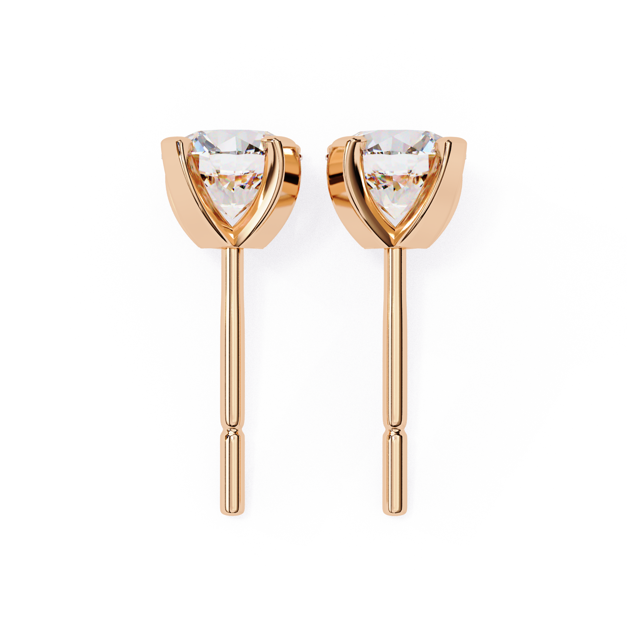 Timeless Round-Cut Diamond Stud Earrings in Gold