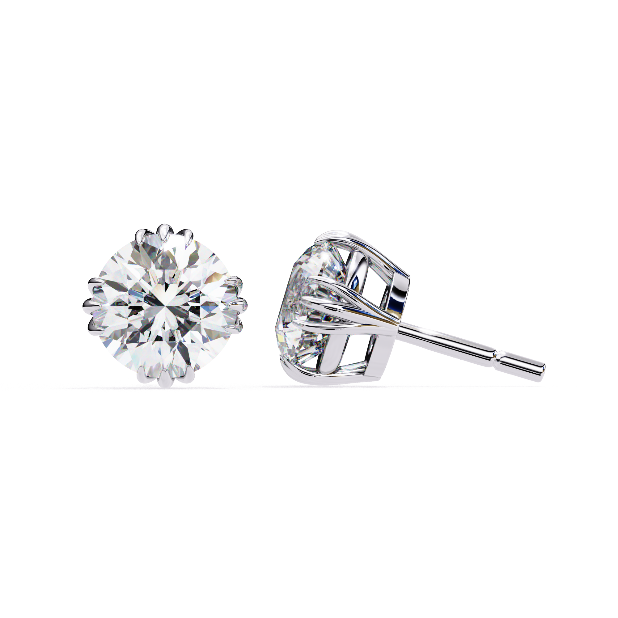 Elegant Gold Diamond Stud Earrings