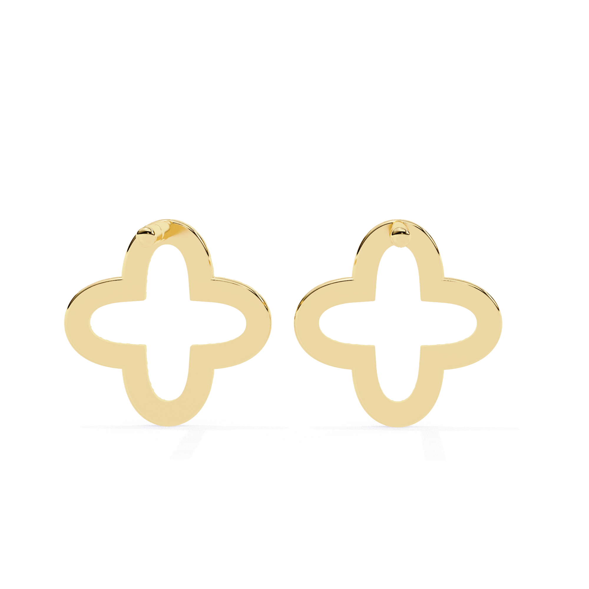 Elegant Diamond Clover Stud Earrings in Gold
